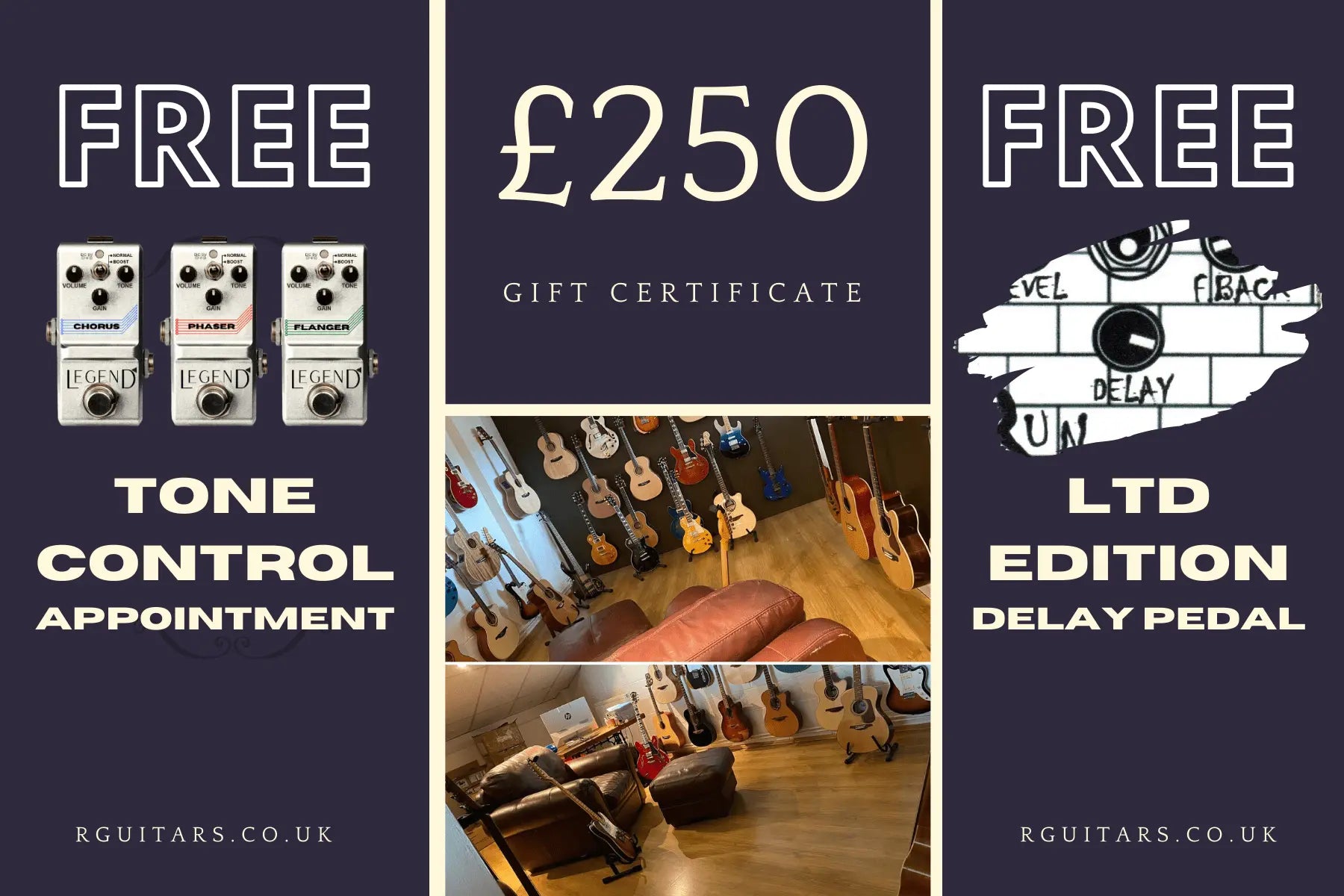£250 Rguitars.co.uk Vouchers Now Available. First 50 Receive INCREDIBLE FREE GIFT (£50 Ltd Edition Delay Pedal) - Richards Guitars Of Stratford Upon Avon