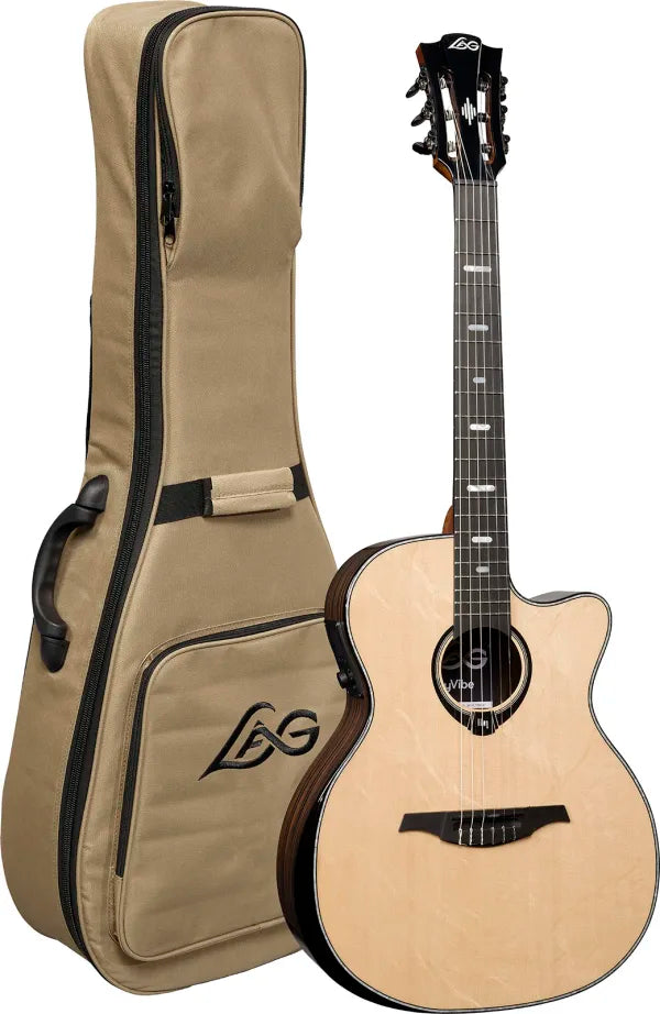 LAG HyVibe 50 H2 - Nylon Strung Auditorium Cutaway Electro Acoustic Smart Guitar