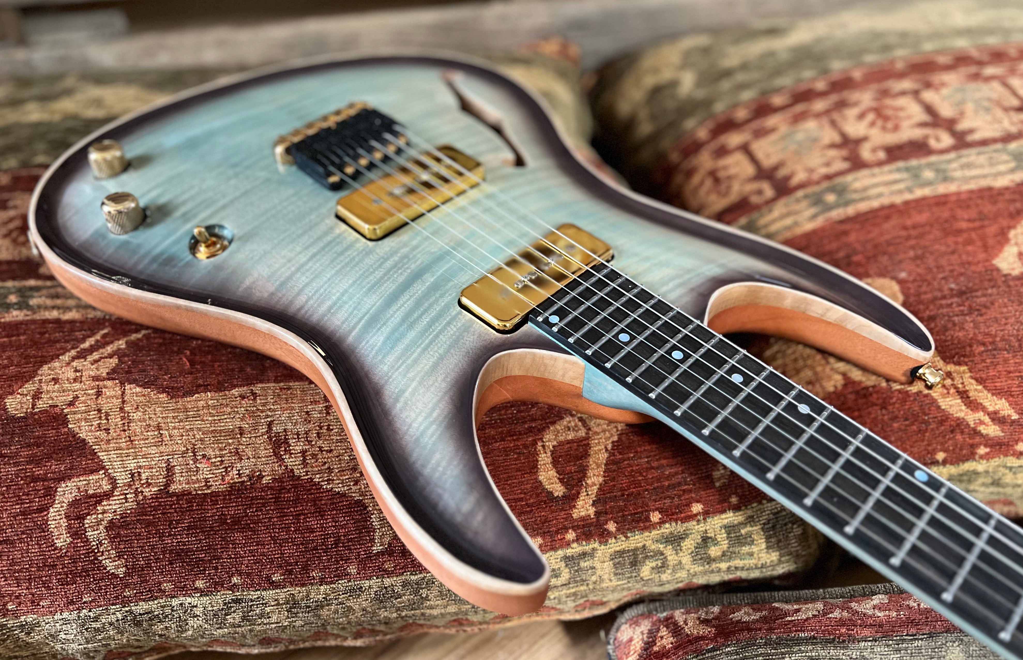 Valenti Nebula Carved Semi Hollow P90, Electric Guitar for sale at Richards Guitars.