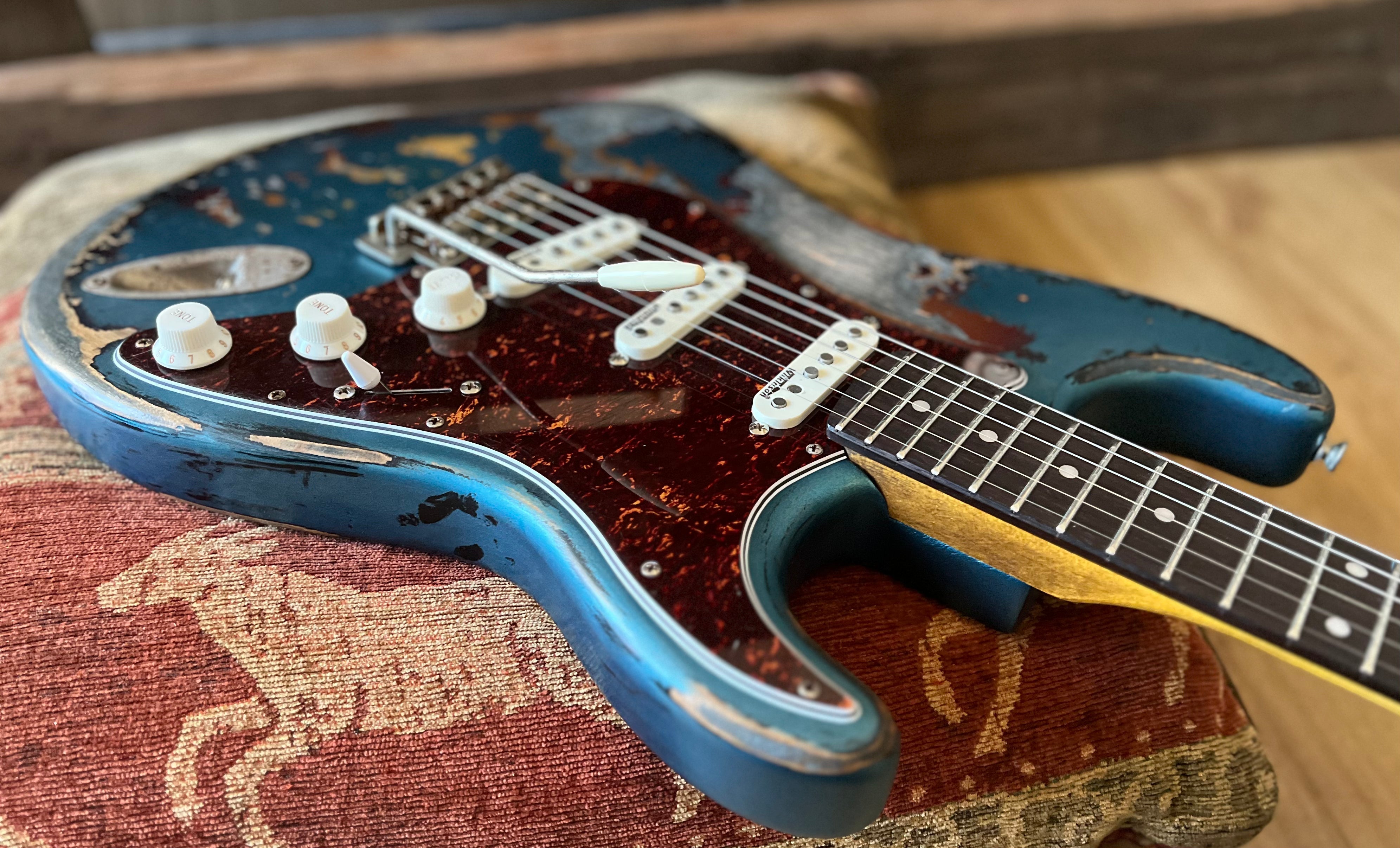 Vintage ProShop "Industrial Punk" V6 Custom in Scorched Earth Blue & FREE Custom Pro Setup, Electric Guitar for sale at Richards Guitars.