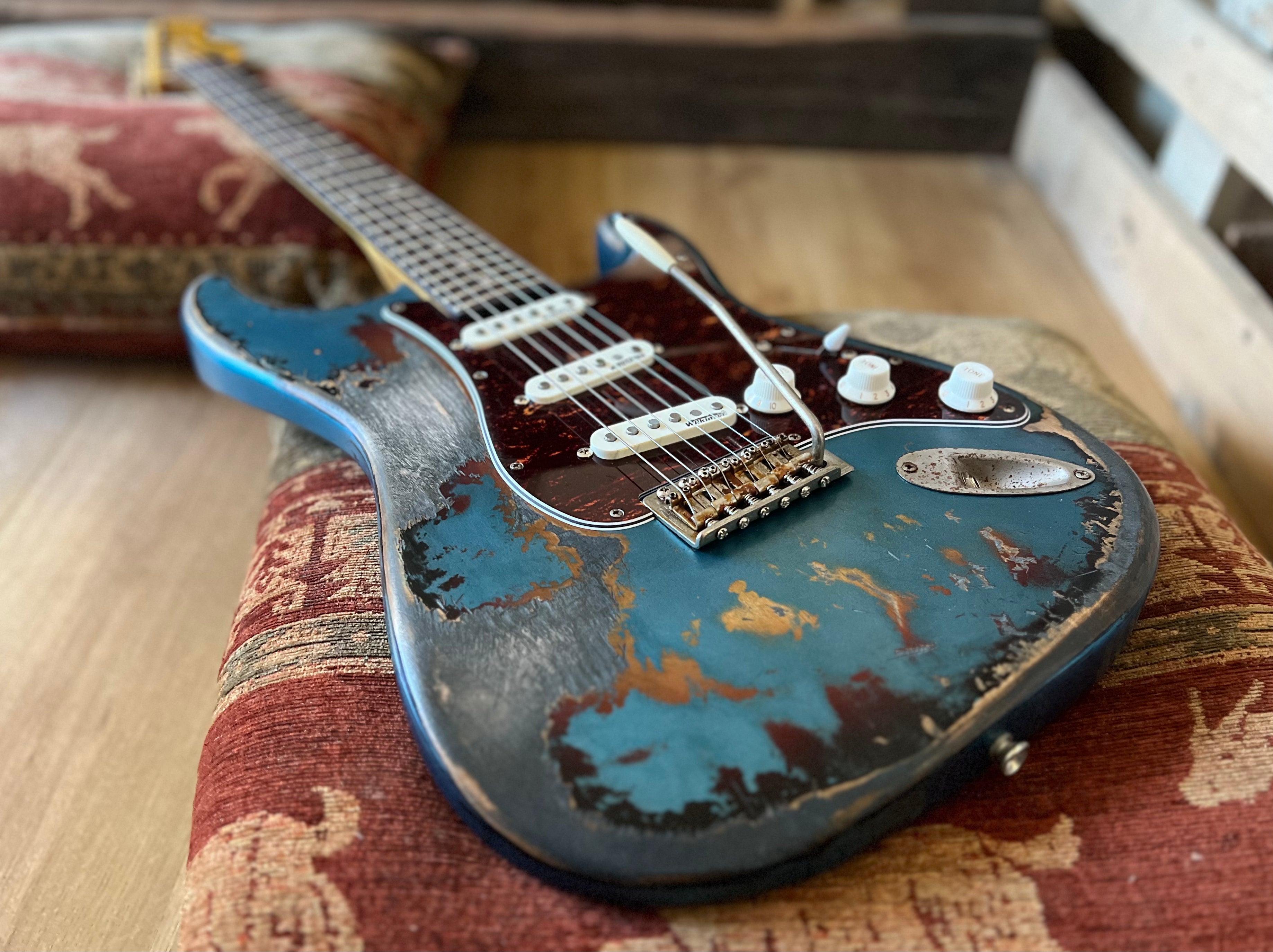 Vintage ProShop "Industrial Punk" V6 Custom in Scorched Earth Blue & FREE Custom Pro Setup, Electric Guitar for sale at Richards Guitars.