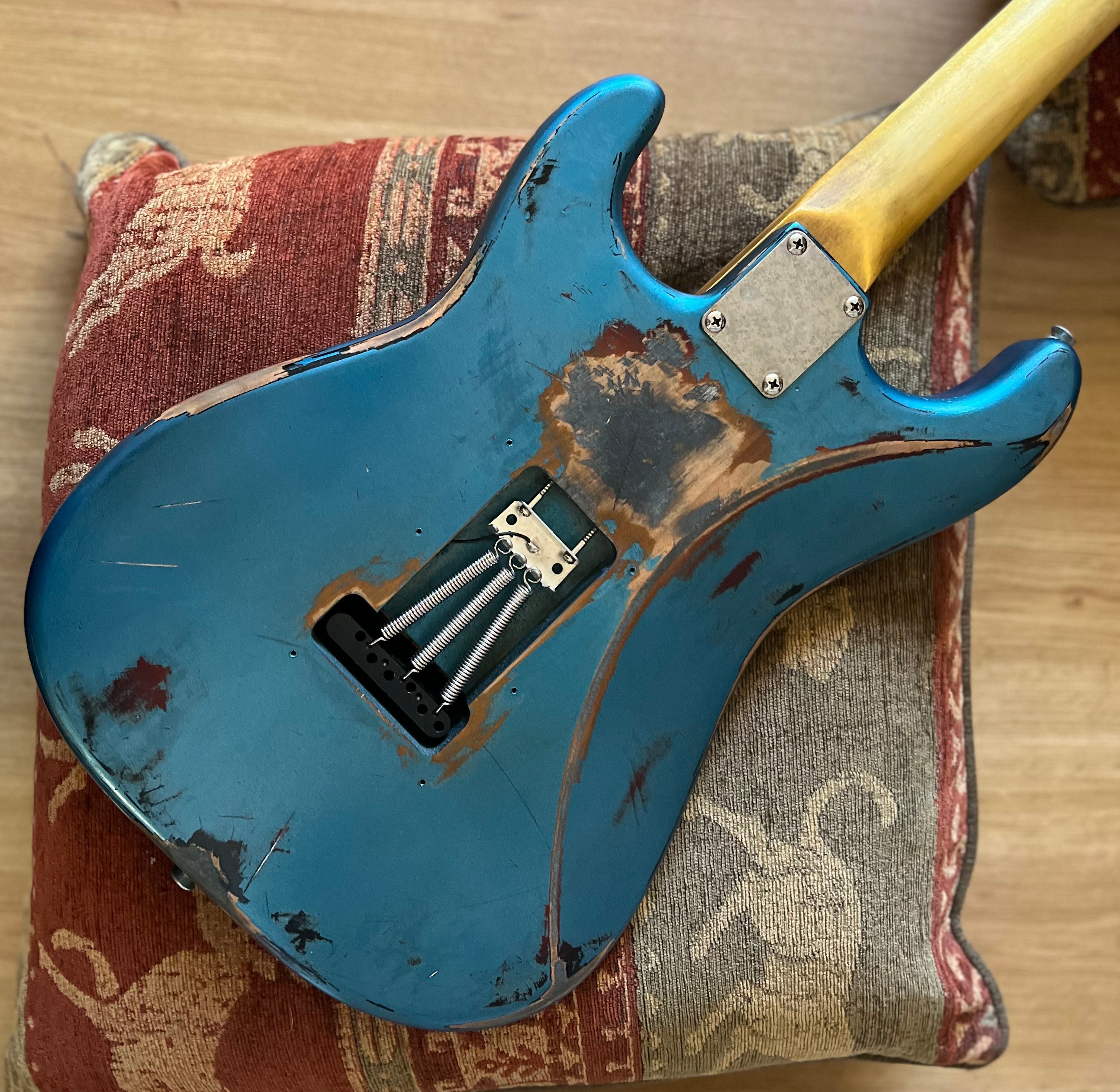 Vintage ProShop "Industrial Punk" V6 Custom in Scorched Earth Blue & FREE Custom Pro Setup, Electric Guitar for sale at Richards Guitars.