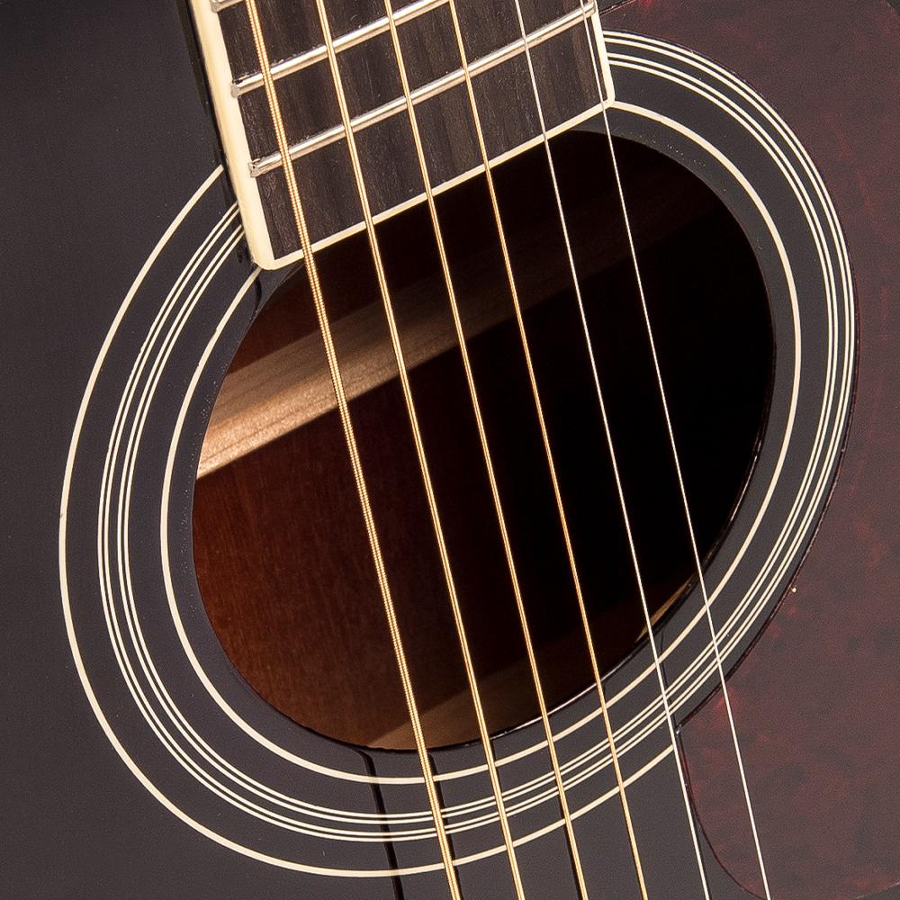 Vintage V300 Acoustic Folk Guitar Outfit ~ Black, Acoustic Guitars for sale at Richards Guitars.