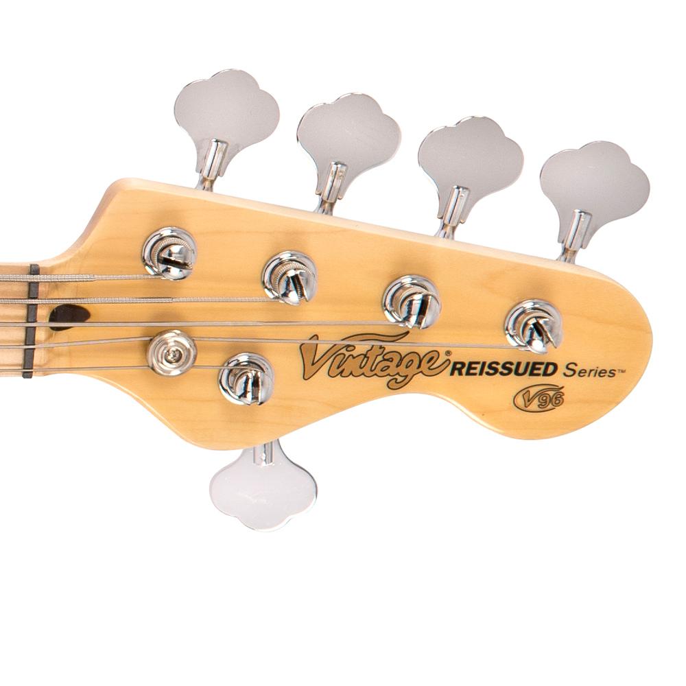 Vintage V96 ReIssued 5-String Active Bass ~ Flamed Tobacco Sunburst, Bass Guitar for sale at Richards Guitars.