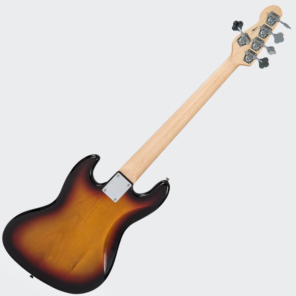 Vintage VJ75 ReIssued Maple Fingerboard Bass Guitar ~ 5-String ~ Sunburst, Bass Guitar for sale at Richards Guitars.