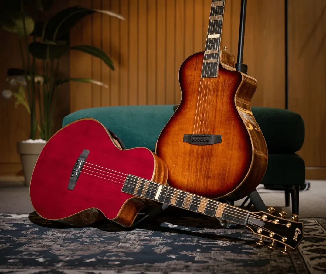 Buy Cort Modern Trans Red Electro Acoustic Guitar With Case Inc. Fishman Matrix