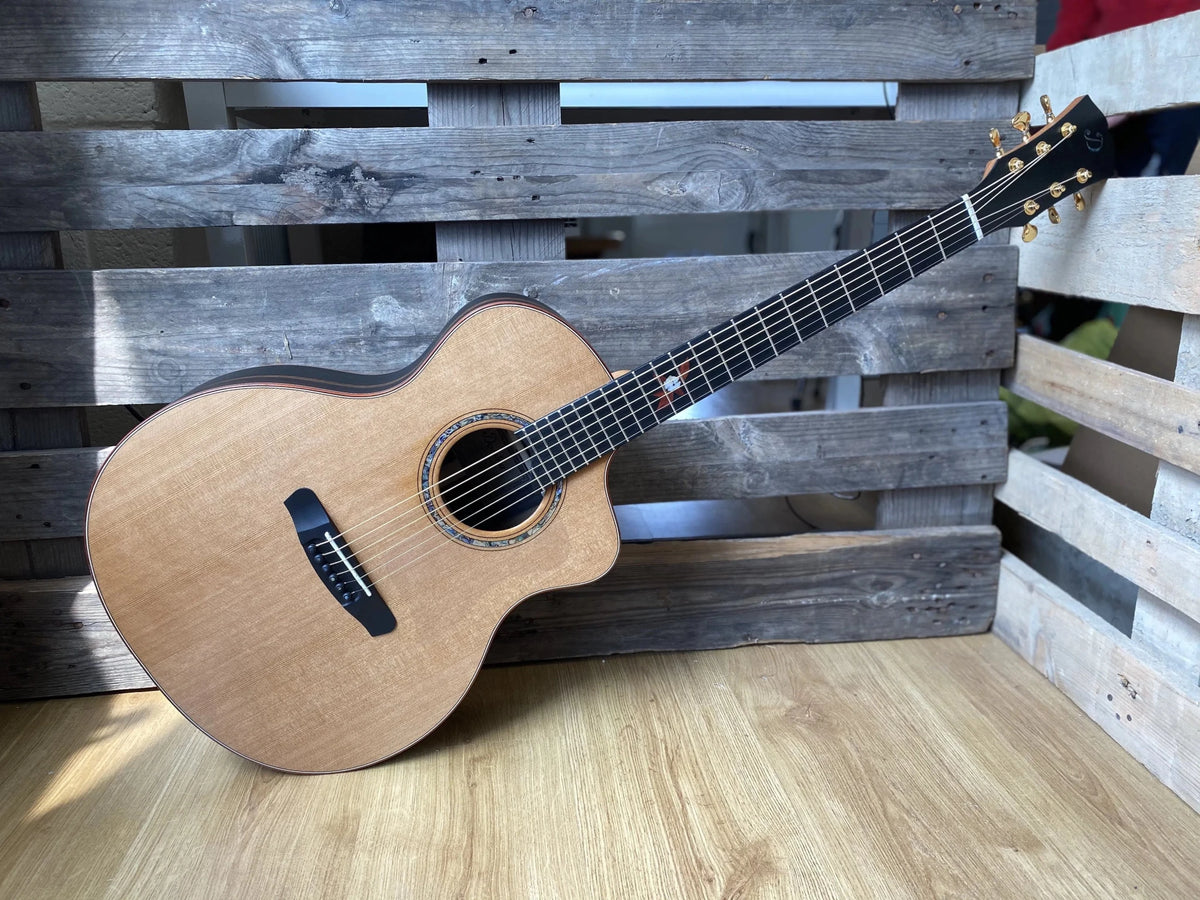 Dowina Figured Ebony GAC Deluxe Masters With Torrifed Swiss Moon Spruce Top - Richards Guitars Of Stratford Upon Avon