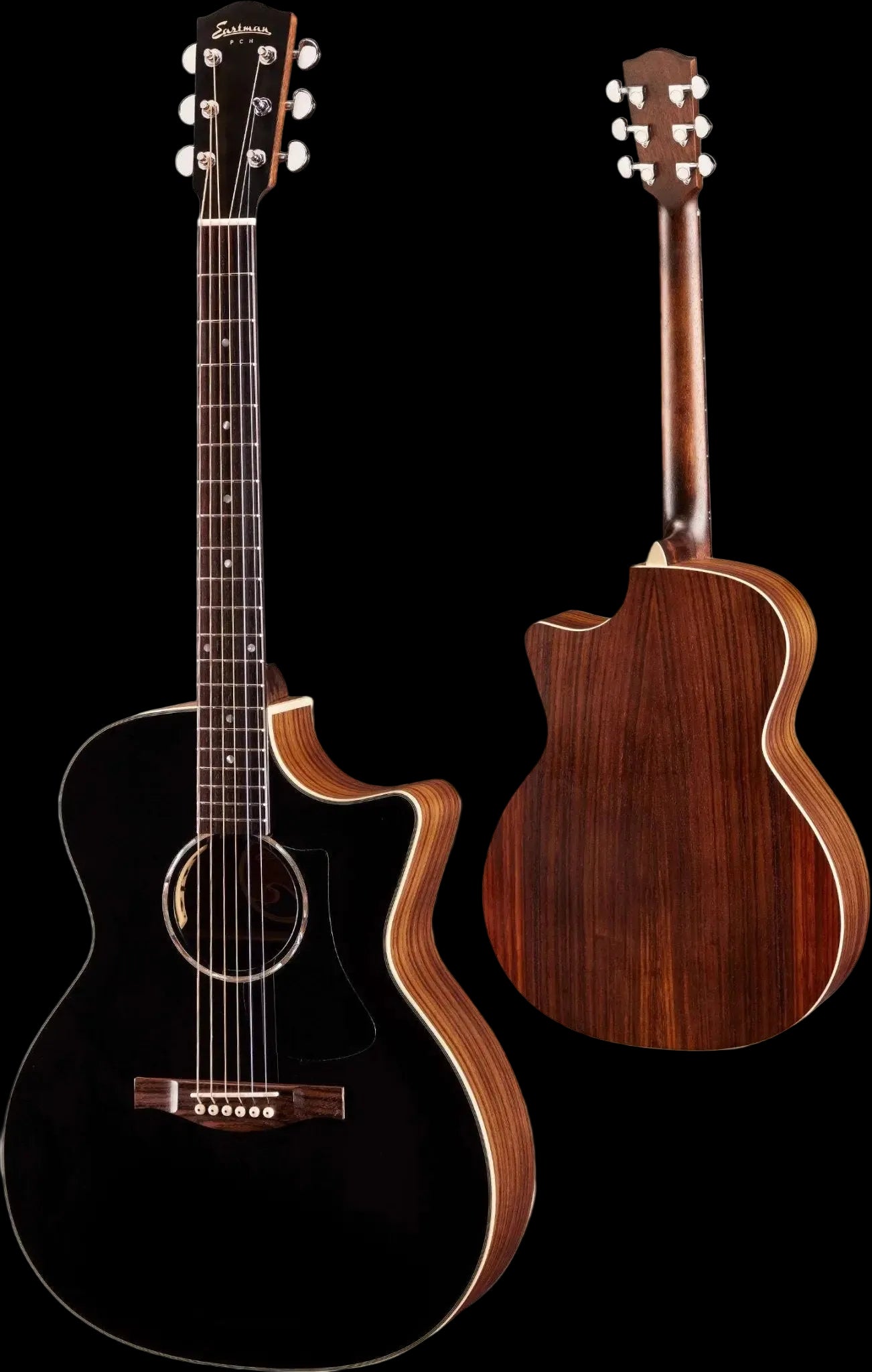 Eastman PCH2 - GACE - BK, Black top, Acoustic guitar (Price inc. Custom Pro Setup Package) - Richards Guitars Of Stratford Upon Avon