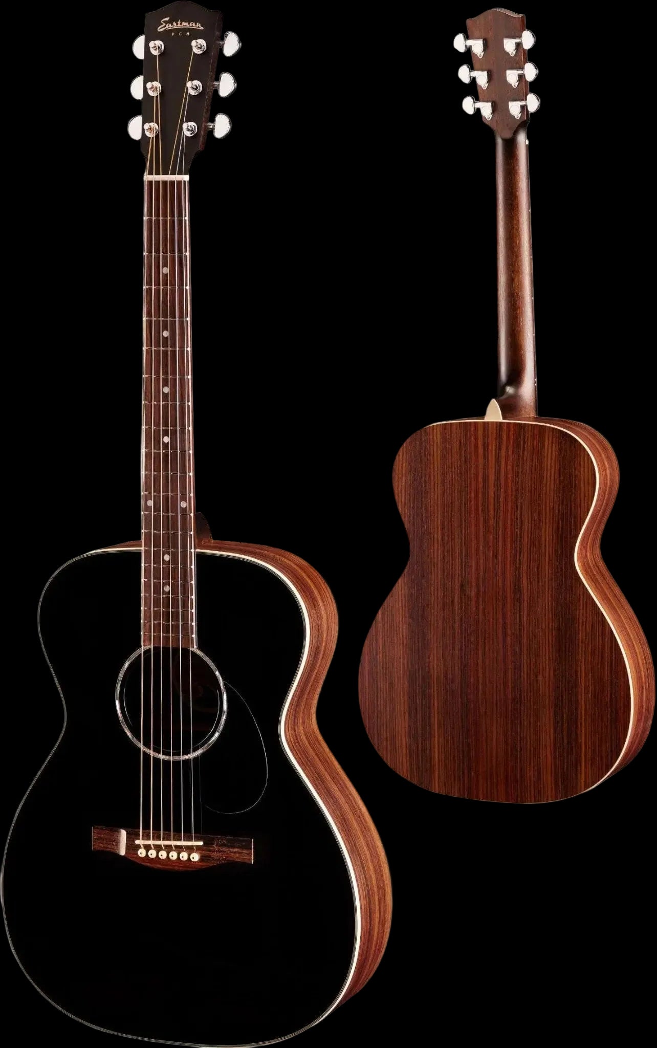 Eastman PCH2 - OM - BK, Black top, Acoustic Guitar (Price inc. Custom Pro Setup Package) - Richards Guitars Of Stratford Upon Avon