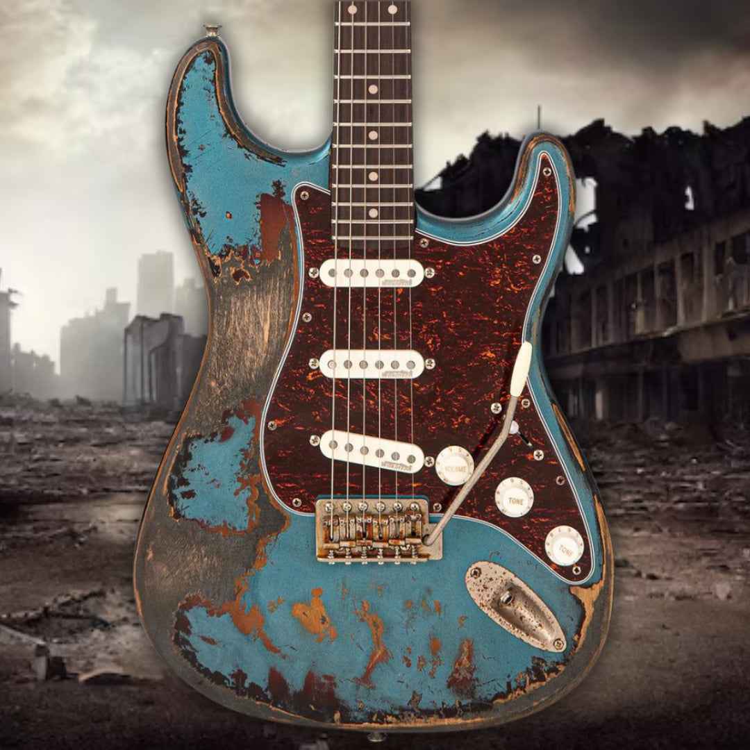 Vintage ProShop "Industrial Punk" V6 Custom in Scorched Earth Blue & FREE Custom Pro Setup, Electric Guitar for sale at Richards Guitars.