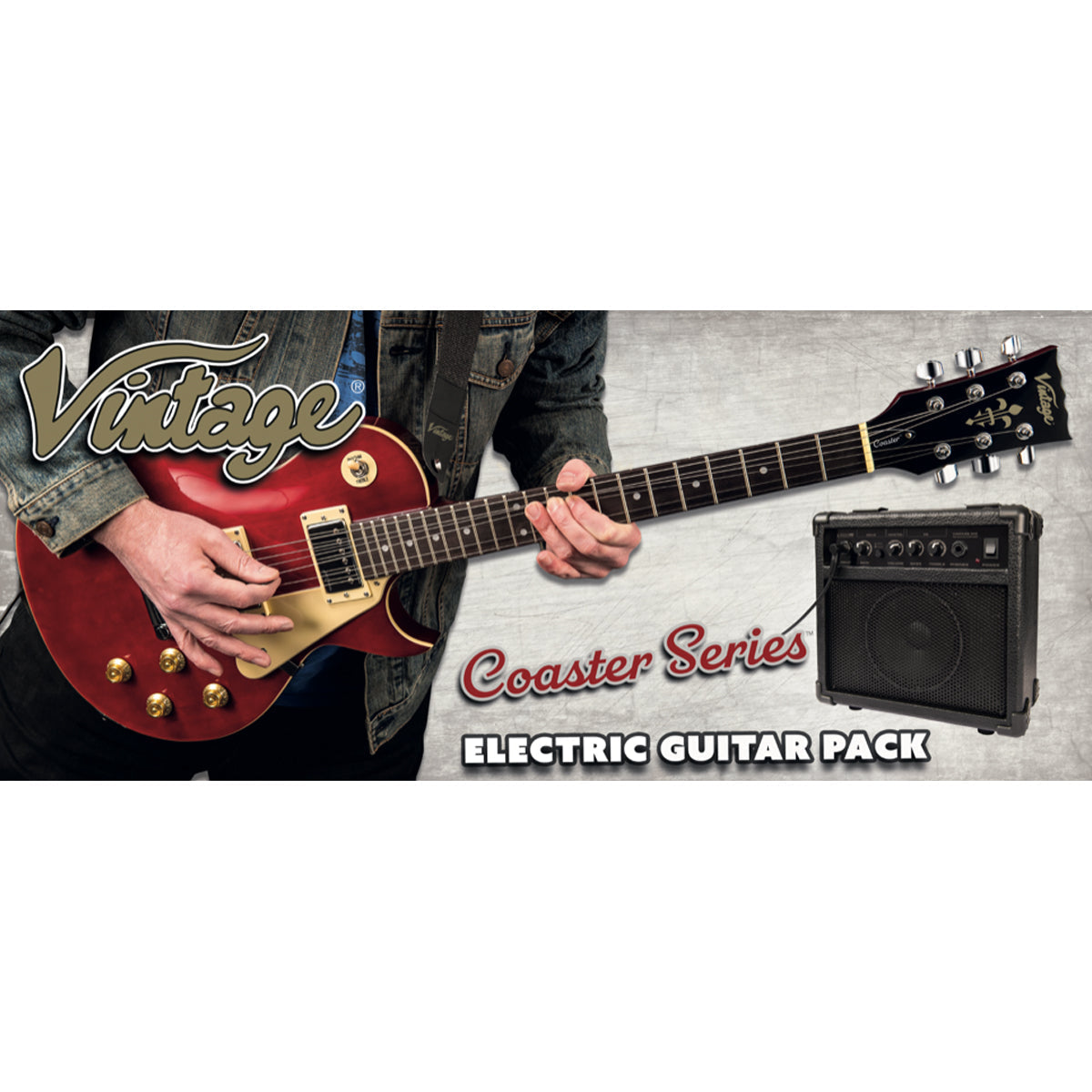 Vintage V10 Coaster Series Electric Guitar Pack ~ Wine Red, Electric Guitar for sale at Richards Guitars.