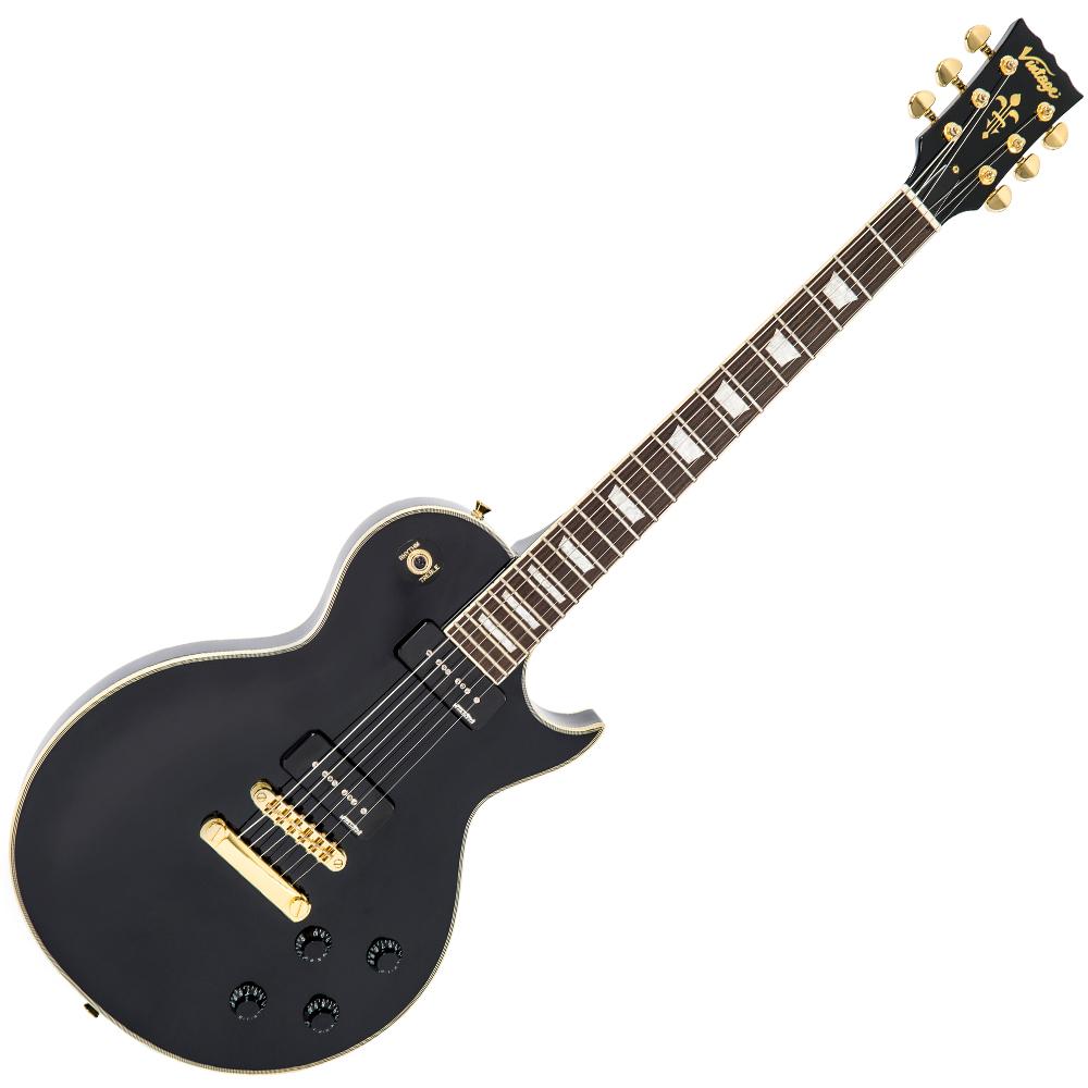 Vintage V100P ReIssued Electric Guitar w/W90 Pickups ~ Boulevard Black, Electric Guitar for sale at Richards Guitars.