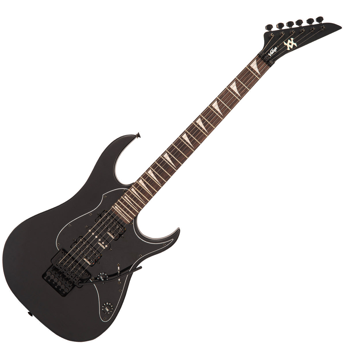 Vintage VMX Series Raider Electric Guitar ~ Satin Black, Electric Guitar for sale at Richards Guitars.