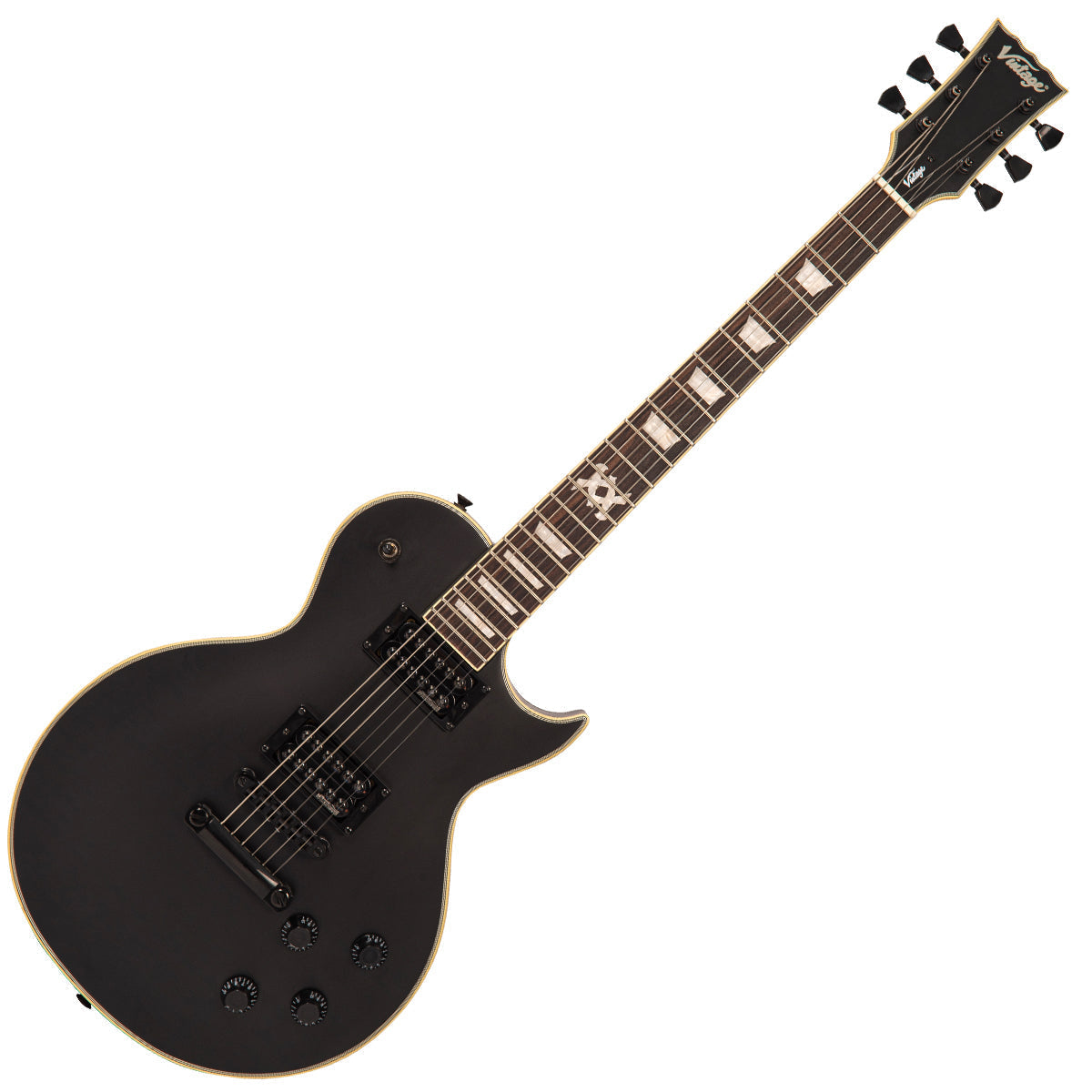 Vintage VMX Series V100 Electric Guitar ~ Satin Black, Electric Guitar for sale at Richards Guitars.