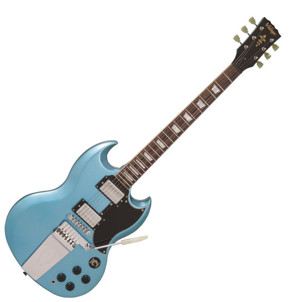 Vintage VS6V ReIssued with vintage style Vibrato ~ Gun Hill Blue, Electric Guitar for sale at Richards Guitars.