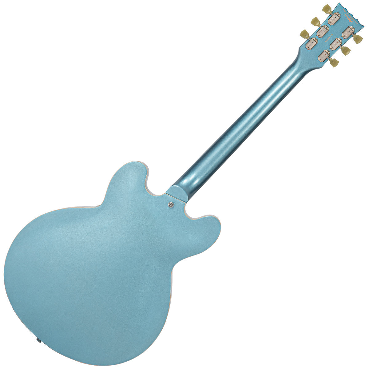 Vintage VSA500B ReIssued Semi Acoustic Guitar w/Bigsby ~ Gun Hill Blue, Electric Guitar for sale at Richards Guitars.