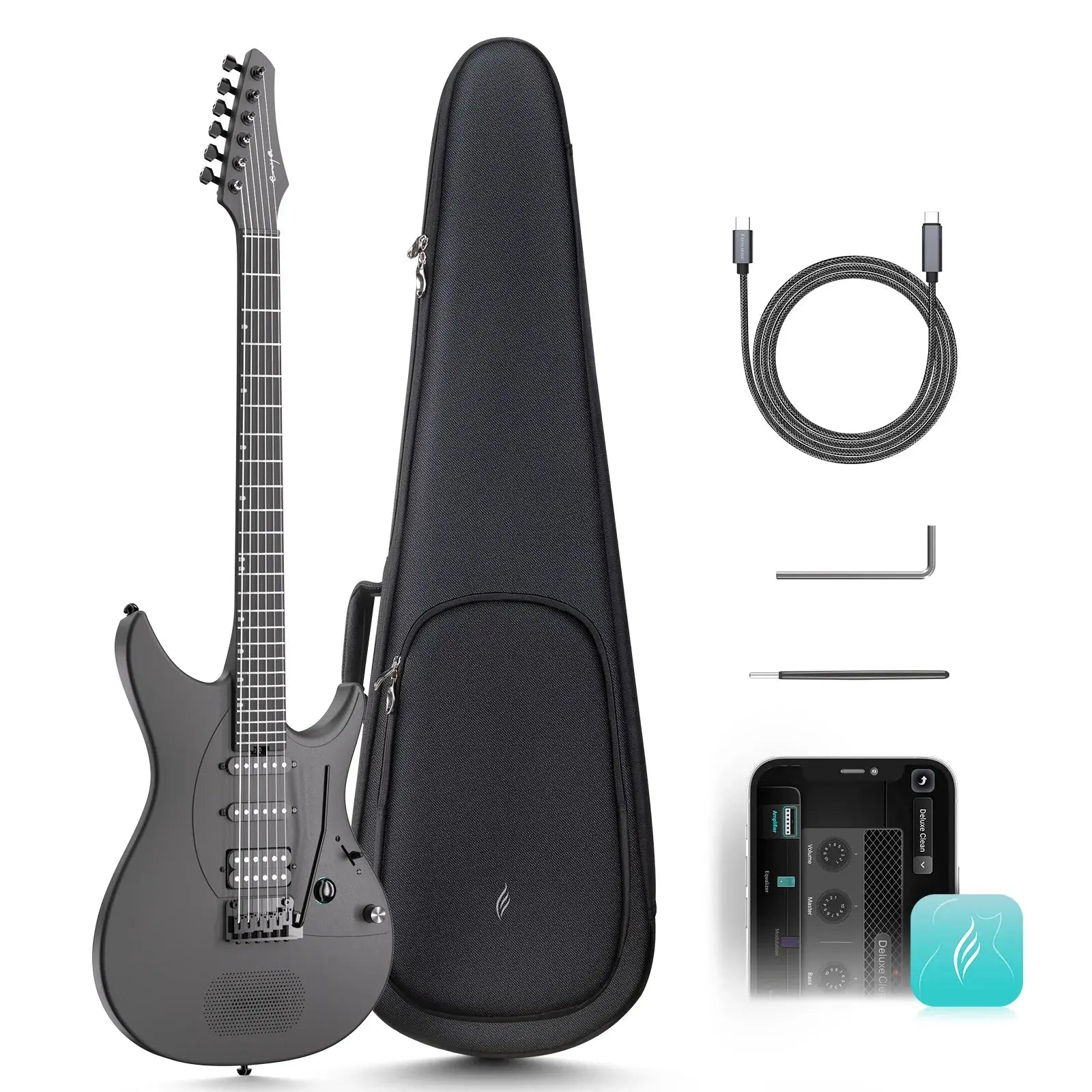 Enya Inspire Electric Smart Guitar in Black - Richards Guitars Of Stratford Upon Avon