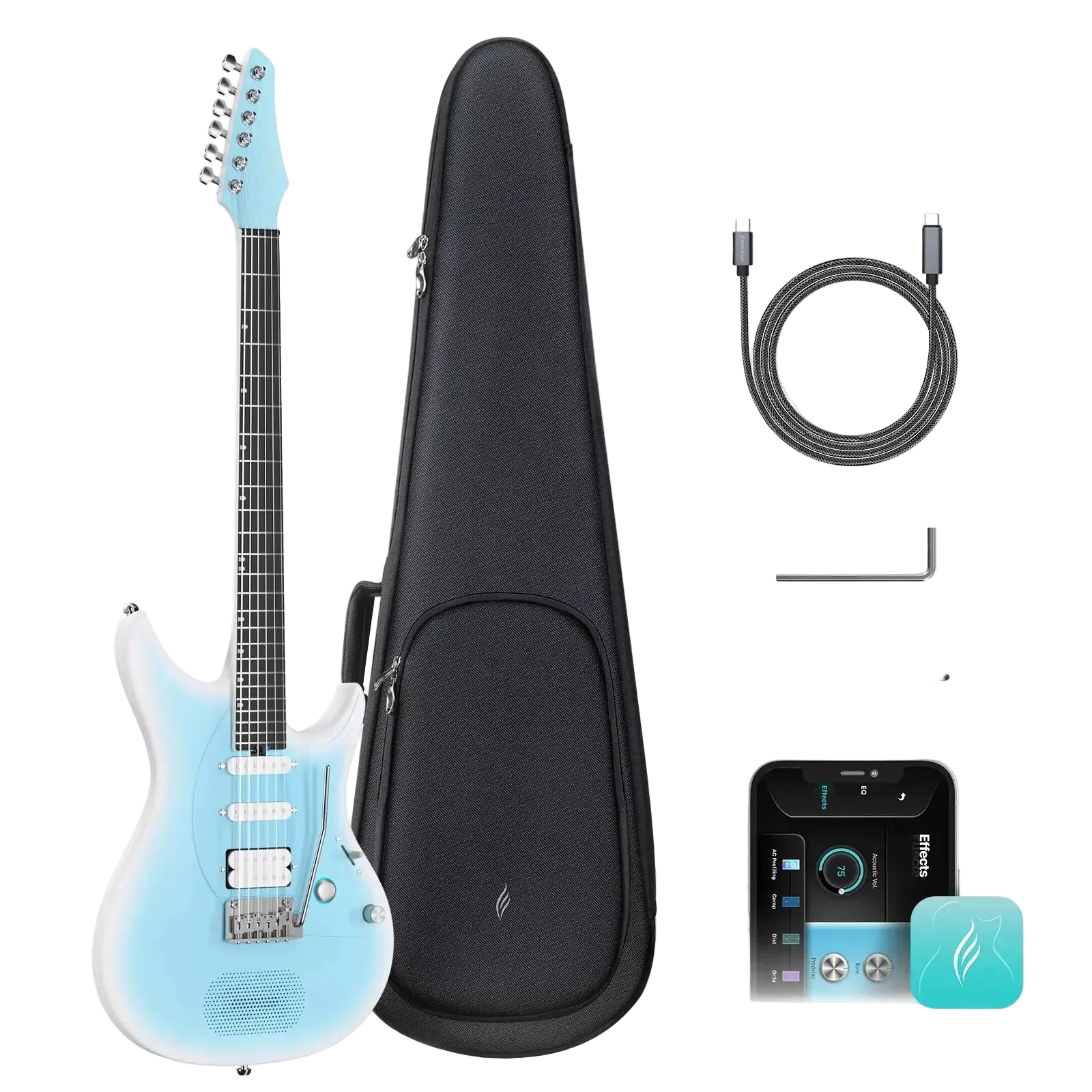Enya Inspire Electric Smart Guitar in Light Blue - Richards Guitars Of Stratford Upon Avon