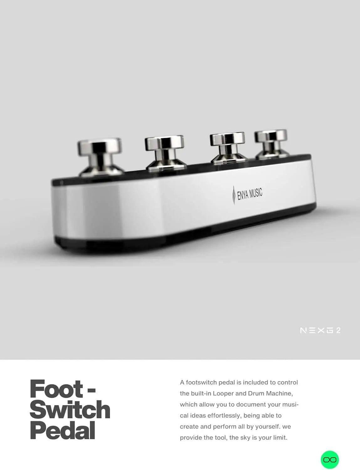 Enya NEXG2 White Guitar and Looper Pedal & Mic Package - Richards Guitars Of Stratford Upon Avon