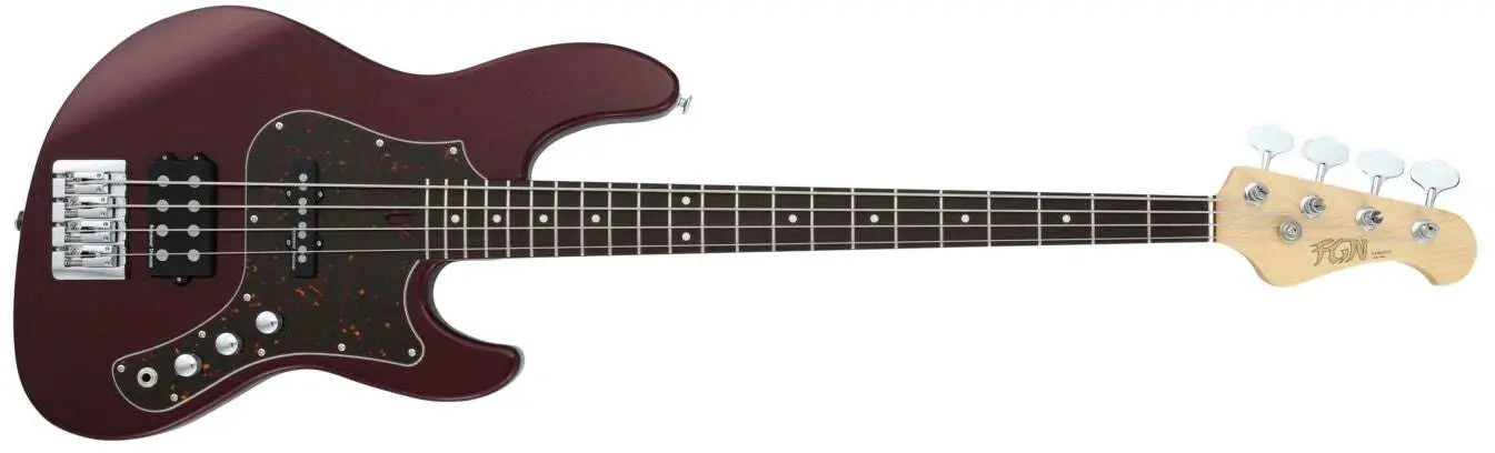 FGN Bass Guitar J Standard Mighty Jazz JMJ2ALR Azuki Metallic (AZM) With Gig Bag - Richards Guitars Of Stratford Upon Avon