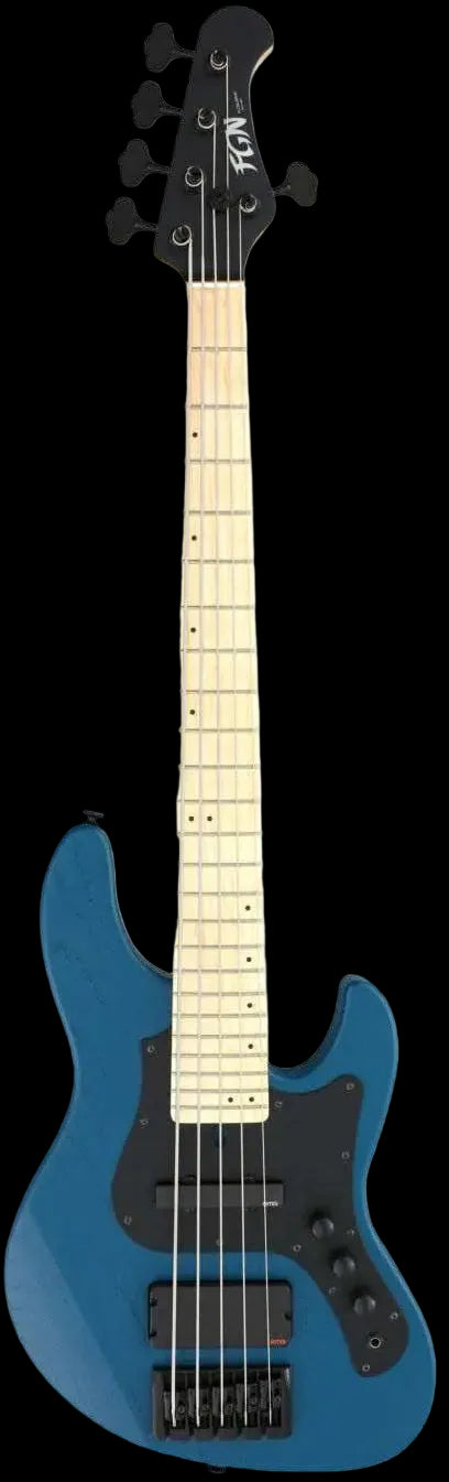 FGN Bass Guitar J Standard Mighty Jazz JMJ52ASHDEM Open Pore Blue With Gig Bag - Richards Guitars Of Stratford Upon Avon