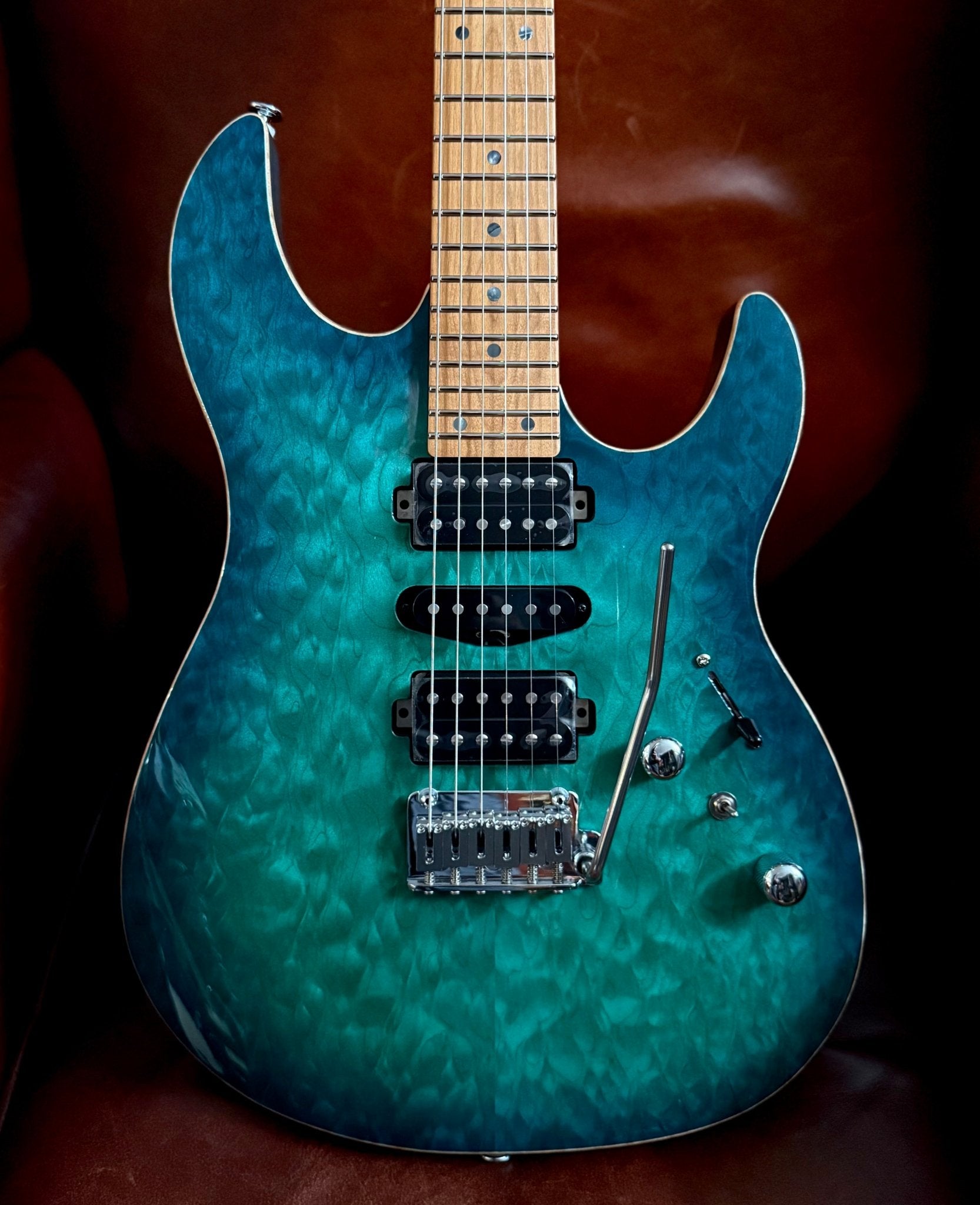 FGN Expert Odyssey, Emerald Ocean Burst Electric Guitar - Richards Guitars Of Stratford Upon Avon