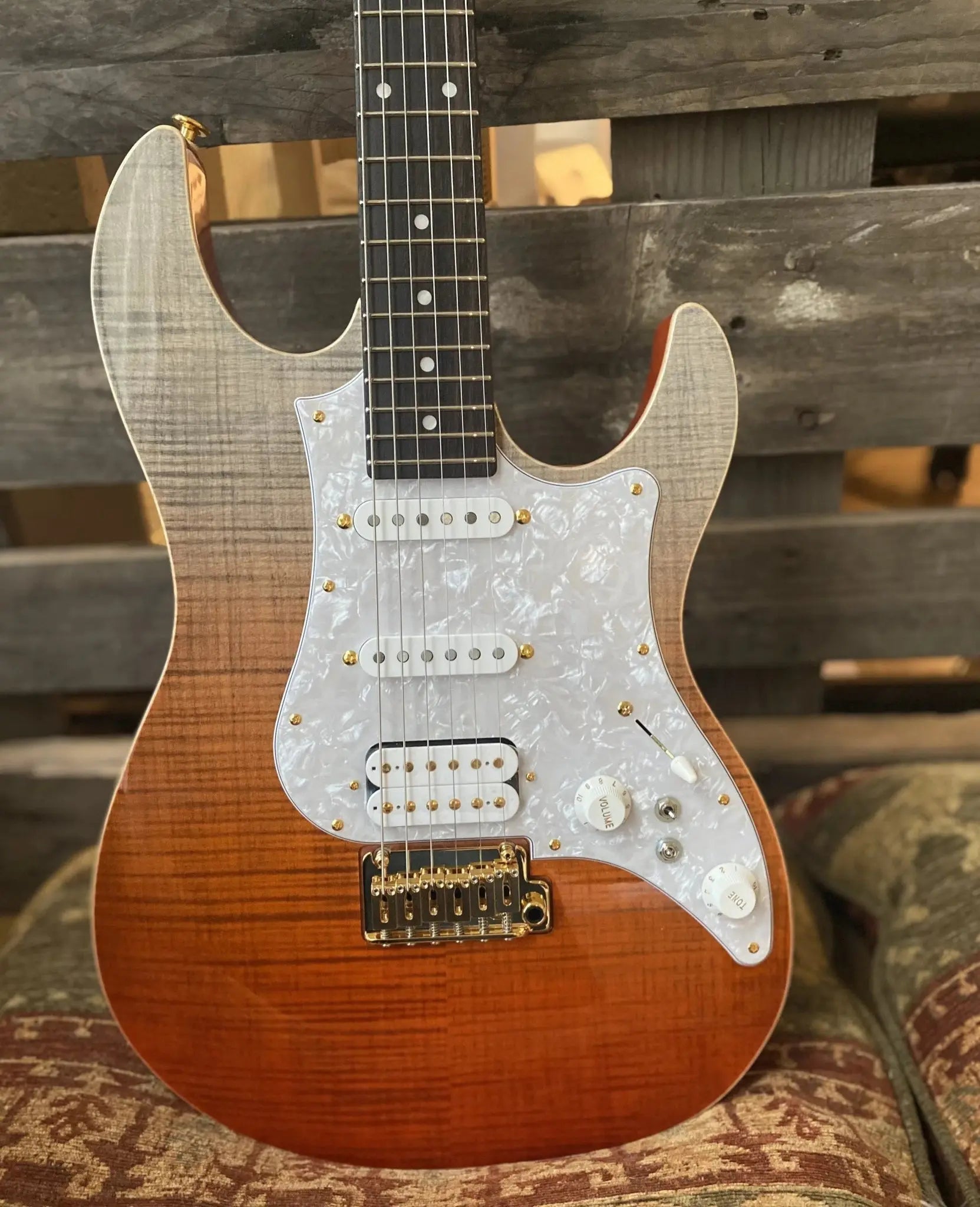 FGN Expert Odyssey EOSFMR, Ripe Kaki Gradation With Hard Case - Richards Guitars Of Stratford Upon Avon