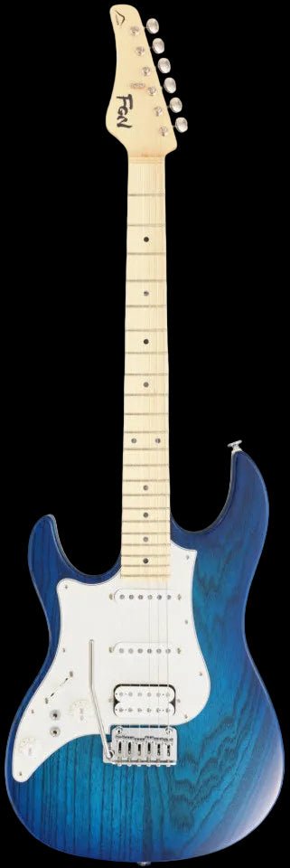 FGN Guitars Expert Odyssey, See - Thru Blue Burst Left Handed Electric Guitar - Richards Guitars Of Stratford Upon Avon