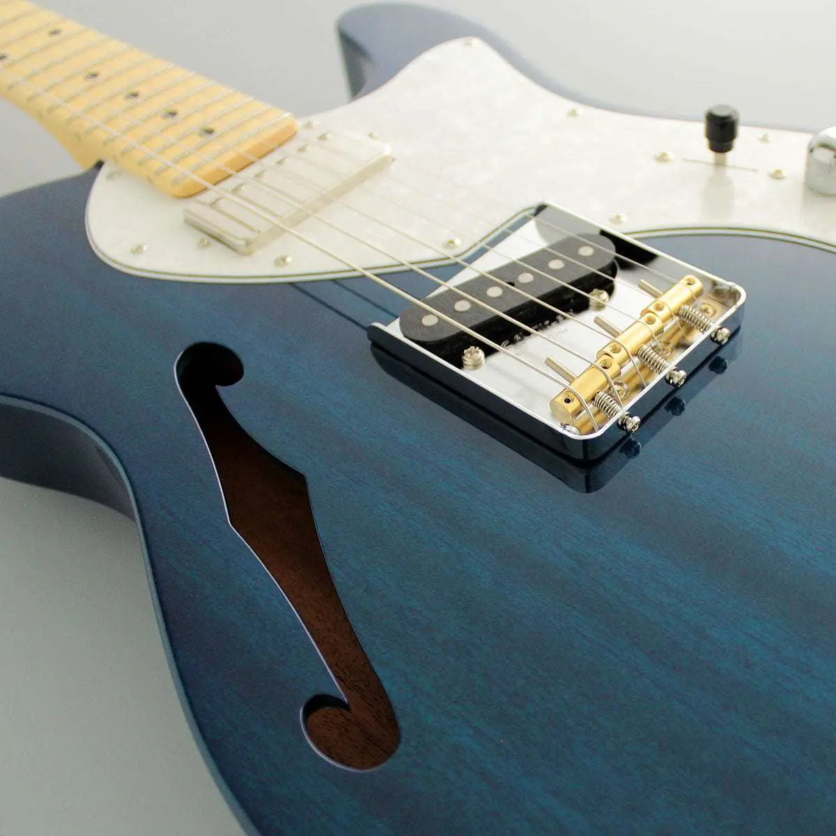 FGN Guitars Neoclassic TE 110M Mahogany Thinline HSTrans Blue - Richards Guitars Of Stratford Upon Avon