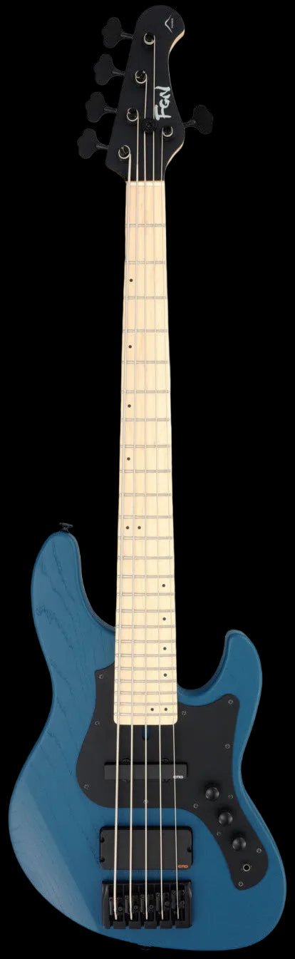 FGN J Standard Mighty Jazz, JMJ53ASHDEM Open Pore Blue Bass Guitar - Richards Guitars Of Stratford Upon Avon