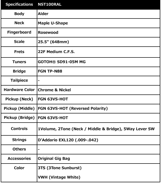 FGN Neoclassic NST100RAL (Alder Vintage White) - Richards Guitars Of Stratford Upon Avon