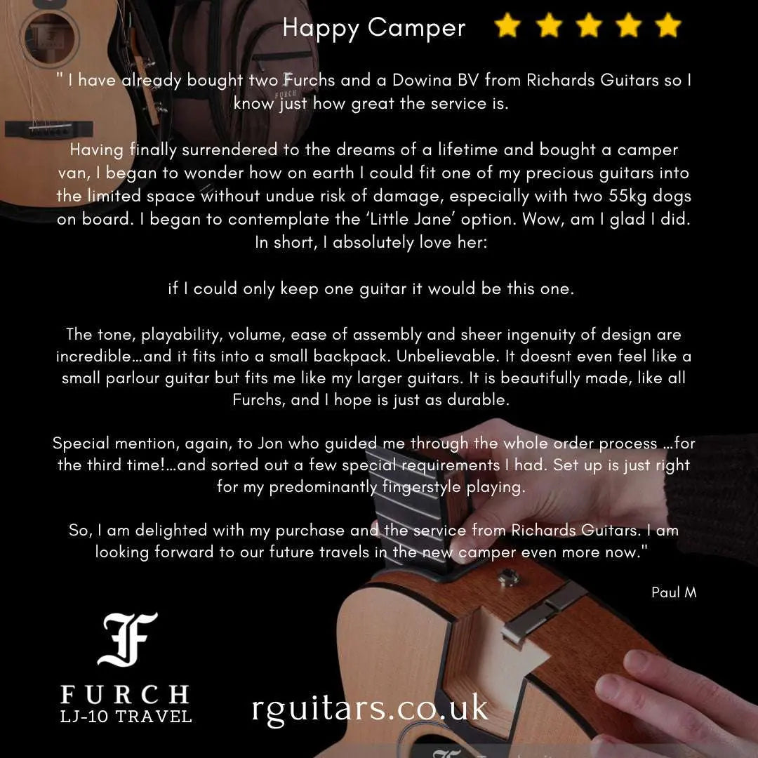 Furch LJ10CM Little Jane - Deluxe Travel Acoustic Guitar (2025 CNR Active Upgrade Model) - Richards Guitars Of Stratford Upon Avon