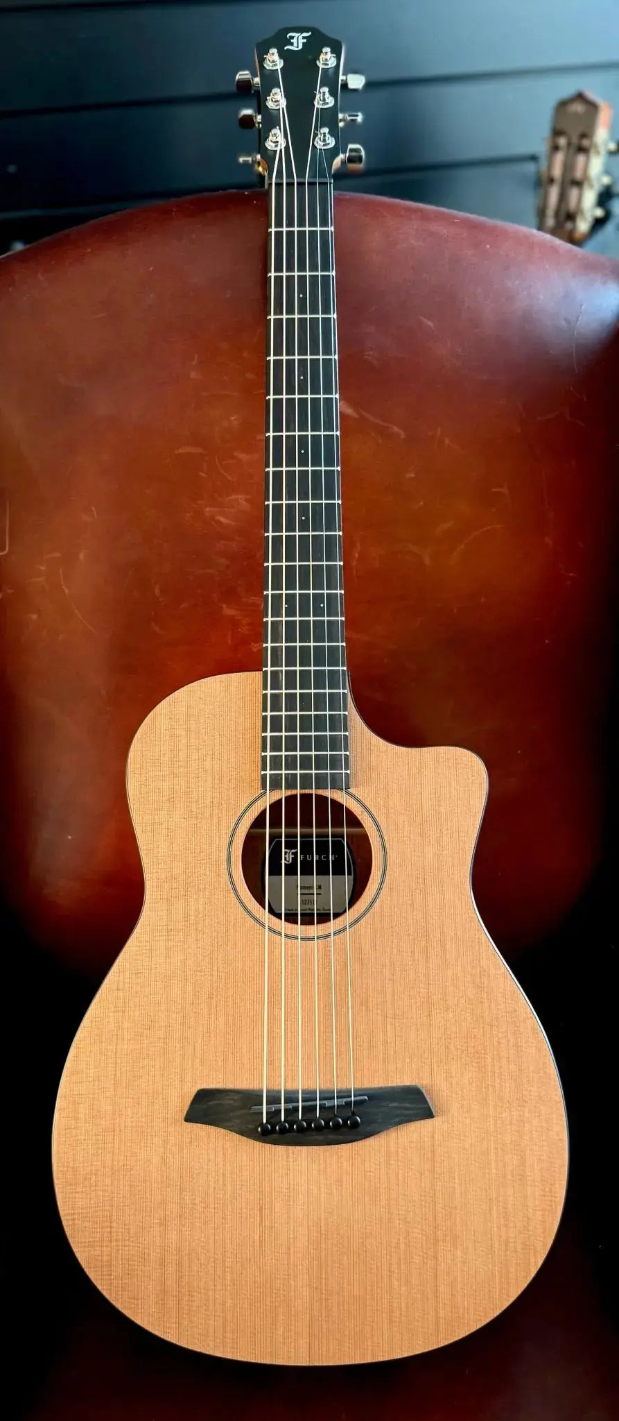 Furch Pioneer CM: Western red cedar top with African mahogany back and sides (Furch Mini / Travel Guitar) (2025 CNR Active Upgrade Model) - Richards Guitars Of Stratford Upon Avon