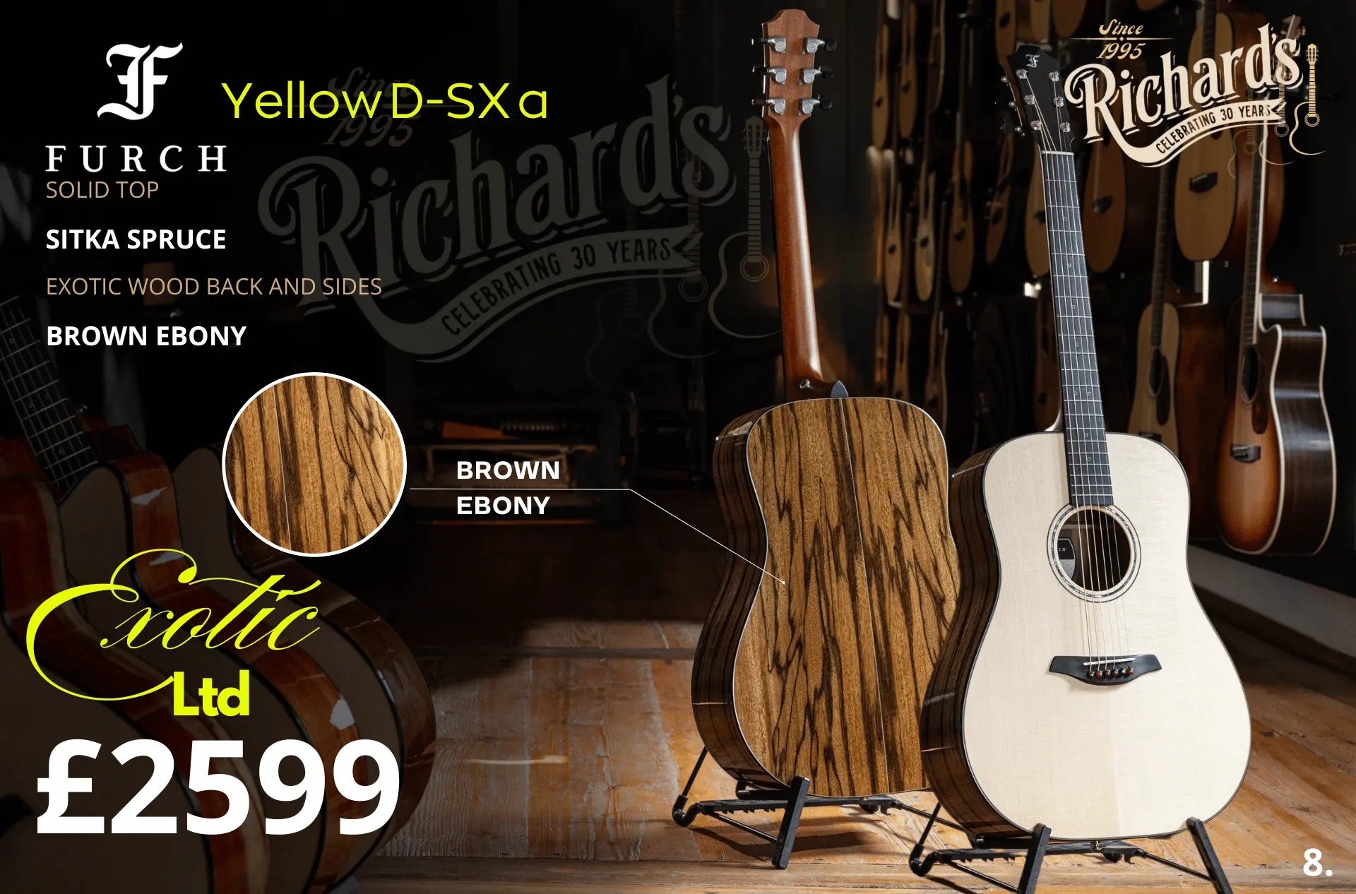 Furch Yellow Brown Ebony D SX Exotic Ltd Series Acoustic Guitar - Richards Guitars Of Stratford Upon Avon