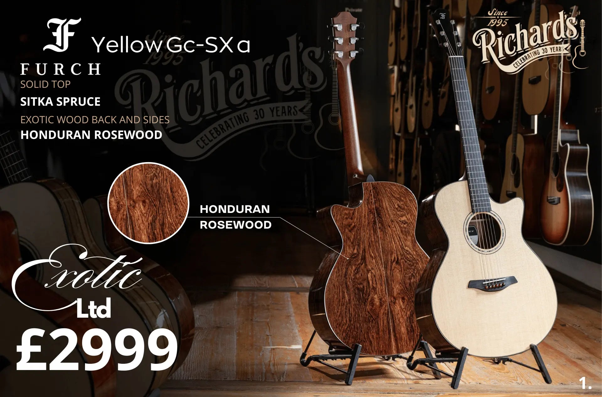 Furch Yellow Honduran Rosewood Gc SX Exotic Ltd Series Acoustic Guitar - Richards Guitars Of Stratford Upon Avon