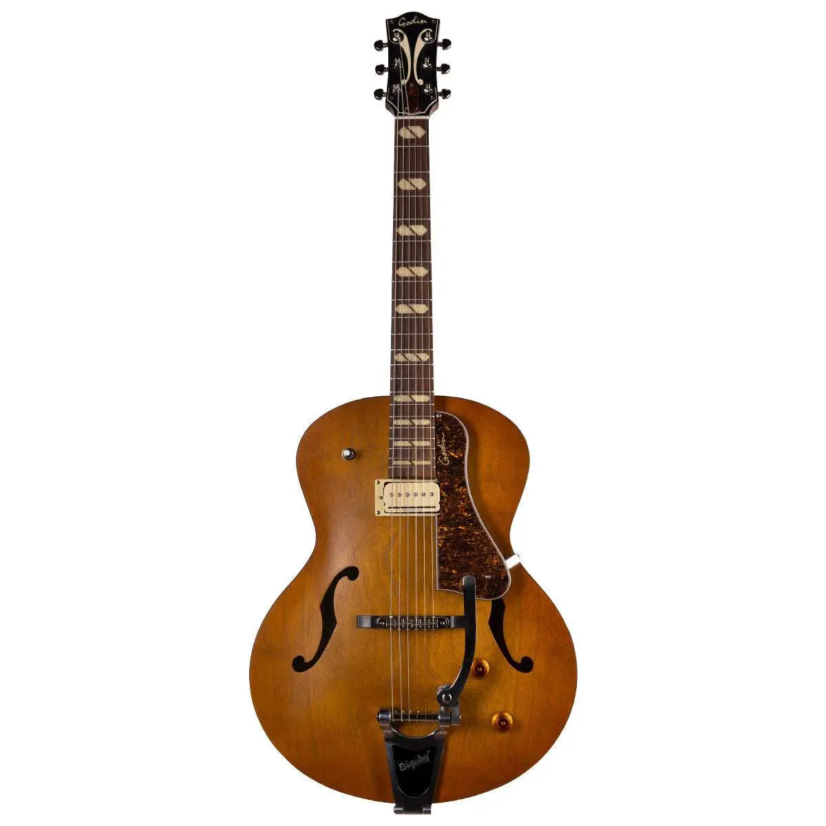 Godin 5th Avenue Jumbo P - Rail Semi - Acoustic Guitar ~ Harvest Gold - Richards Guitars Of Stratford Upon Avon