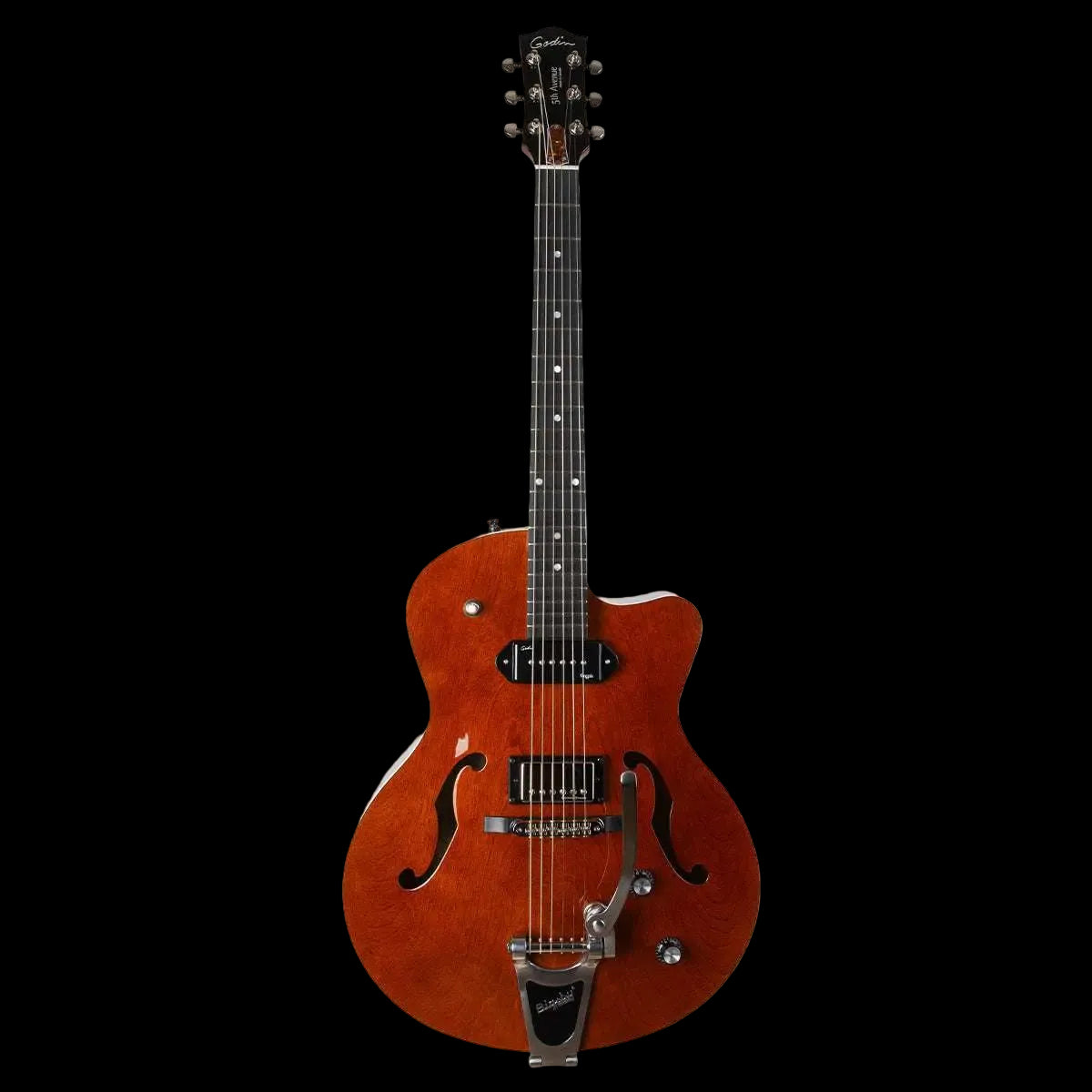 Godin 5th Avenue Semi - Acoustic Guitar ~ Uptown Custom Havana Brown - Richards Guitars Of Stratford Upon Avon
