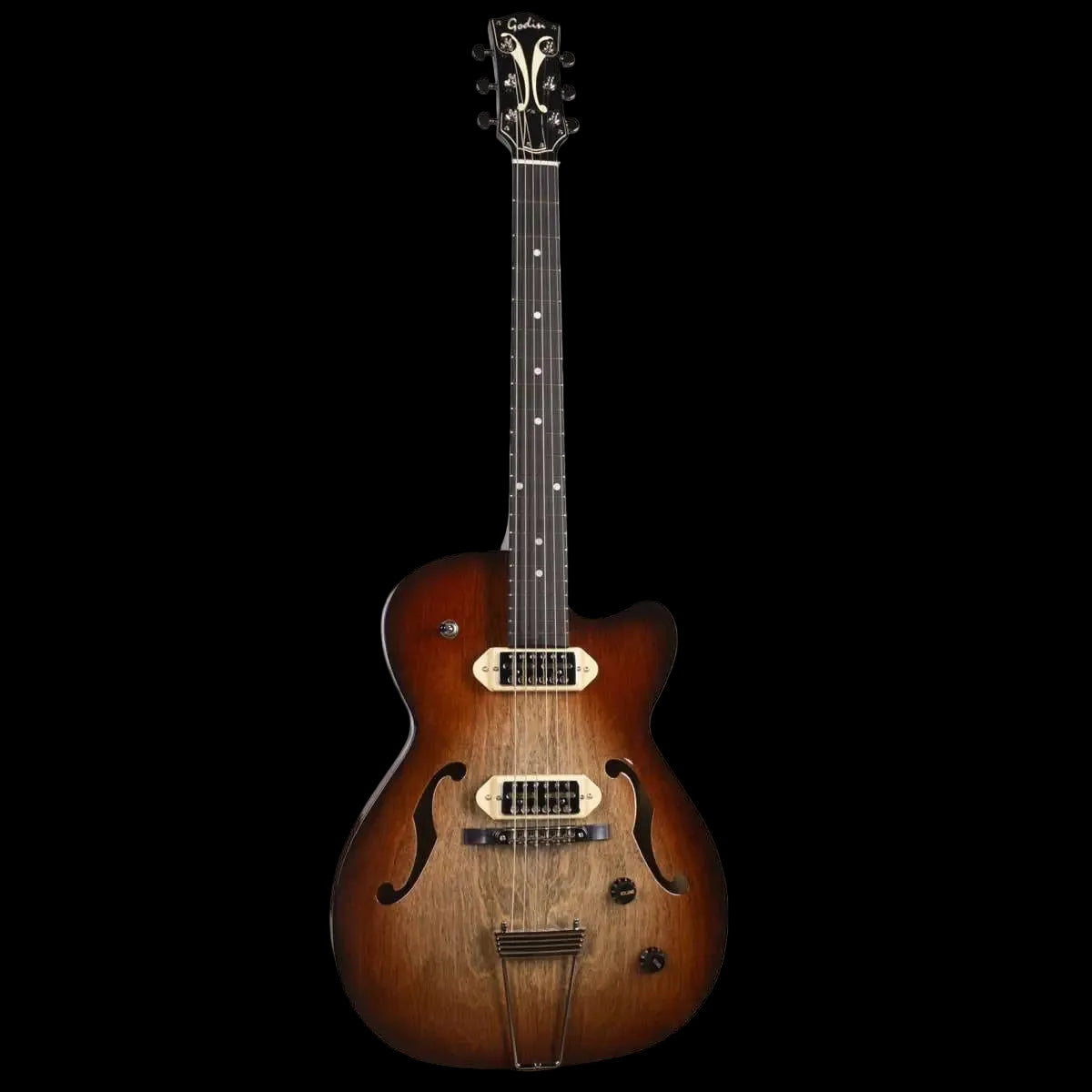 Godin 5th Avenue Thin Line Semi - Acoustic Guitar ~ Vintage Burst - Richards Guitars Of Stratford Upon Avon
