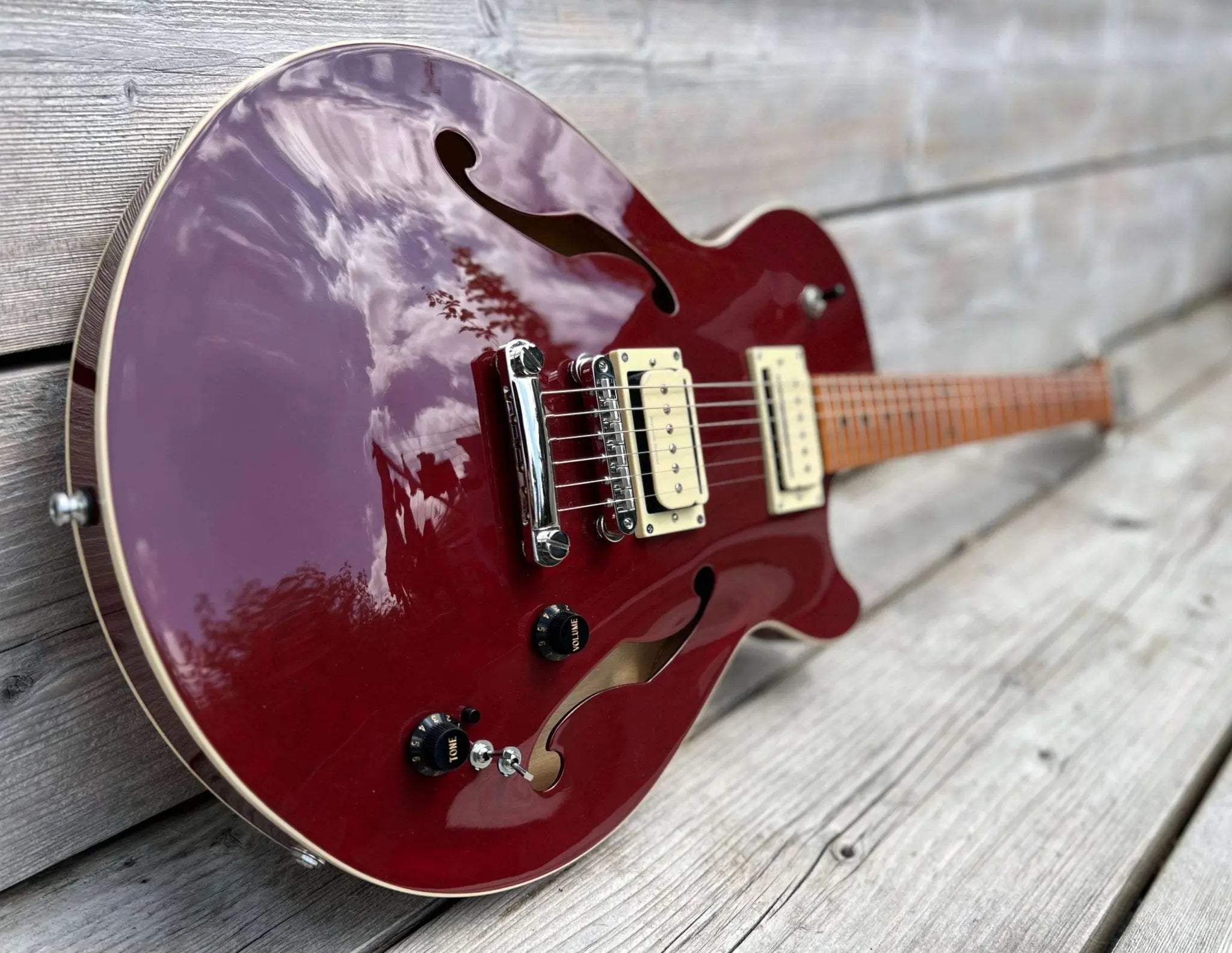 Godin Montreal Premiere Pro Semi - Acoustic Guitar ~ Aztek Red - Richards Guitars Of Stratford Upon Avon