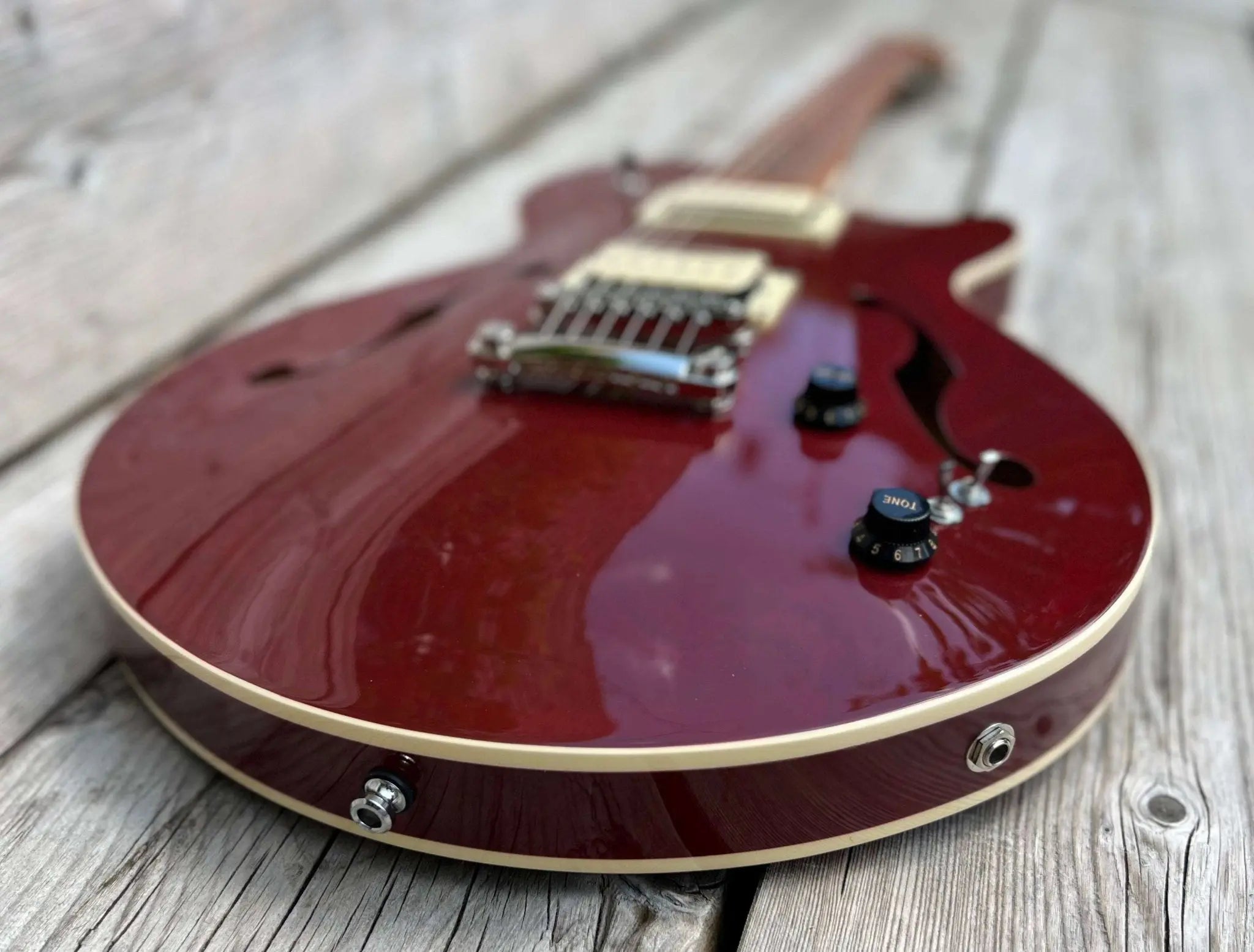 Godin Montreal Premiere Pro Semi - Acoustic Guitar ~ Aztek Red - Richards Guitars Of Stratford Upon Avon