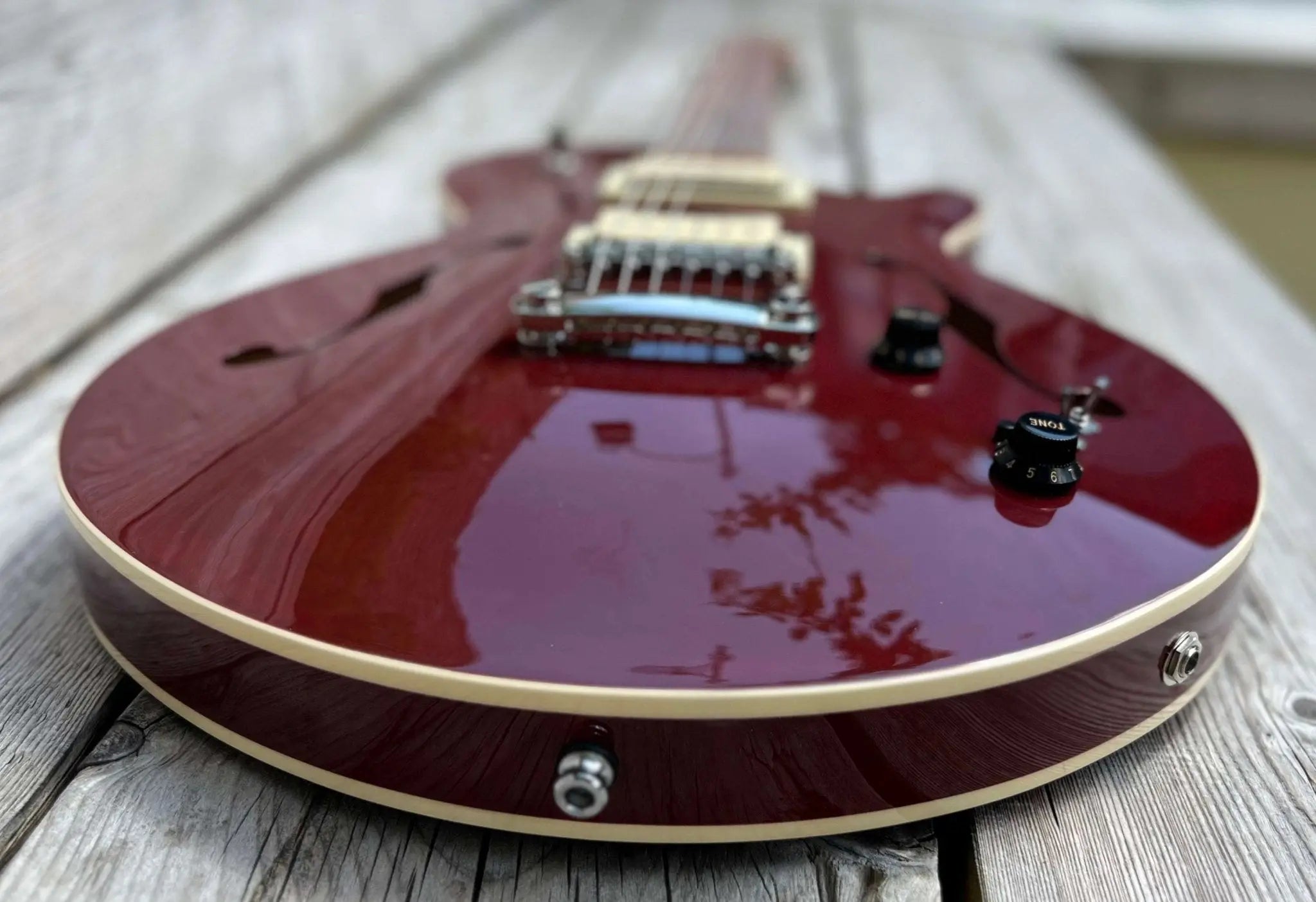 Godin Montreal Premiere Pro Semi - Acoustic Guitar ~ Aztek Red - Richards Guitars Of Stratford Upon Avon