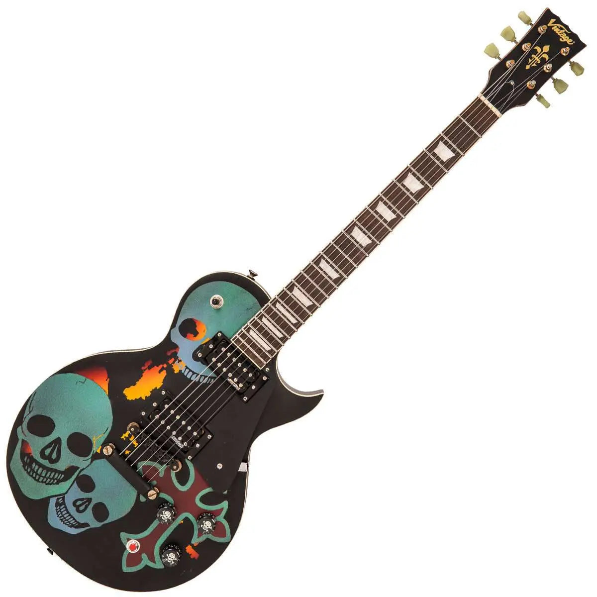 IN BUILD: - Vintage V100 ProShop Unique ~ Day of the Dead - Richards Guitars Of Stratford Upon Avon