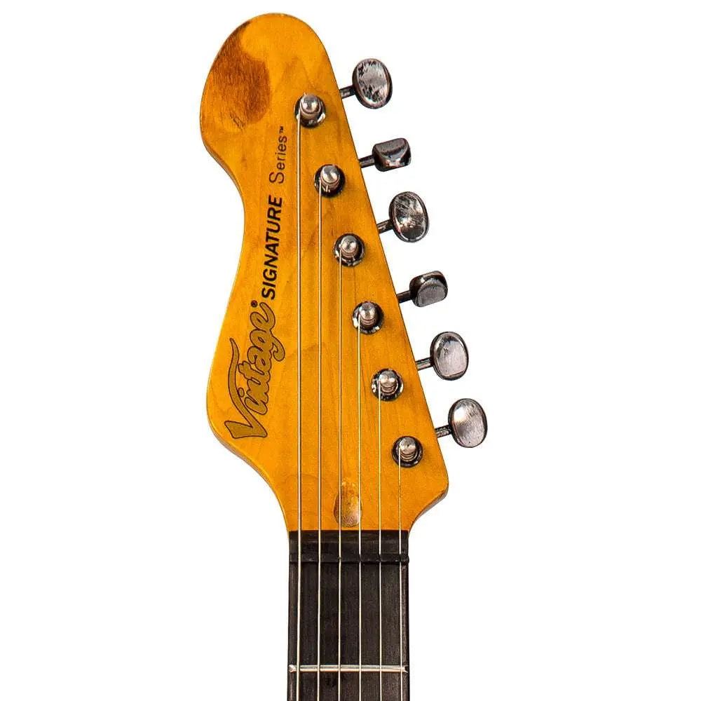 IN BUILD: - Vintage V6 ProShop Unique ~ Sunset Sunburst - Richards Guitars Of Stratford Upon Avon