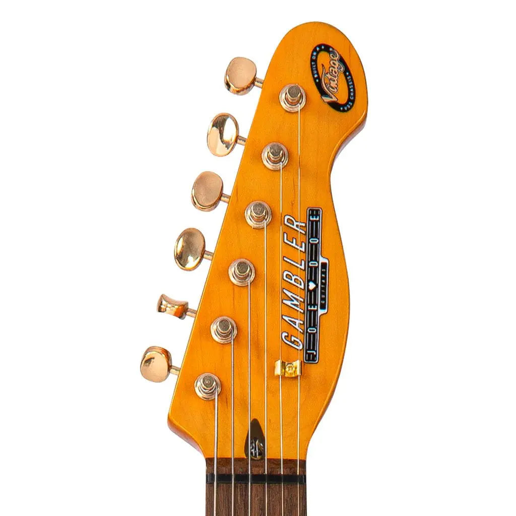 Joe Doe 'Gambler' Electric Guitar by Vintage ~ Roulette Wheel Black with Case - Richards Guitars Of Stratford Upon Avon