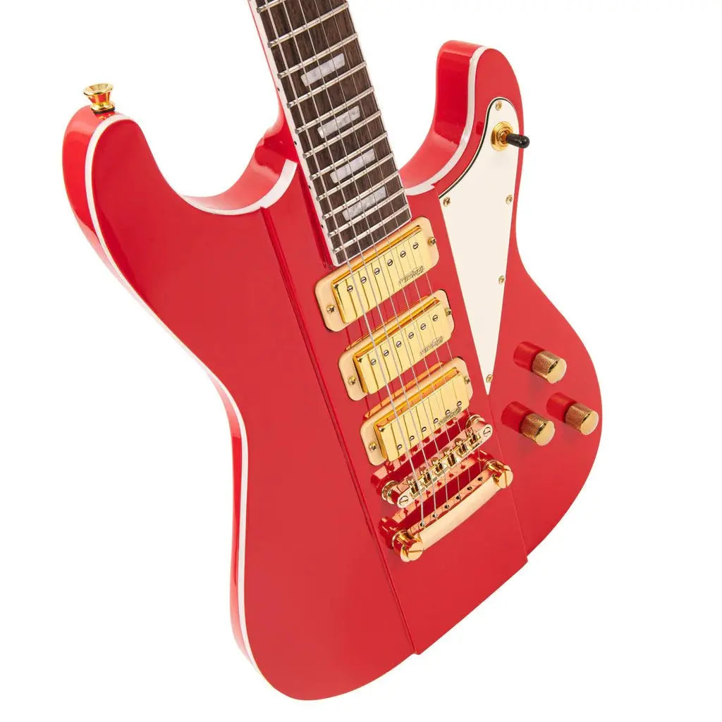 Joe Doe 'Gas Jockey' Electric Guitar by Vintage ~ Gas Pump Red with Case - Richards Guitars Of Stratford Upon Avon