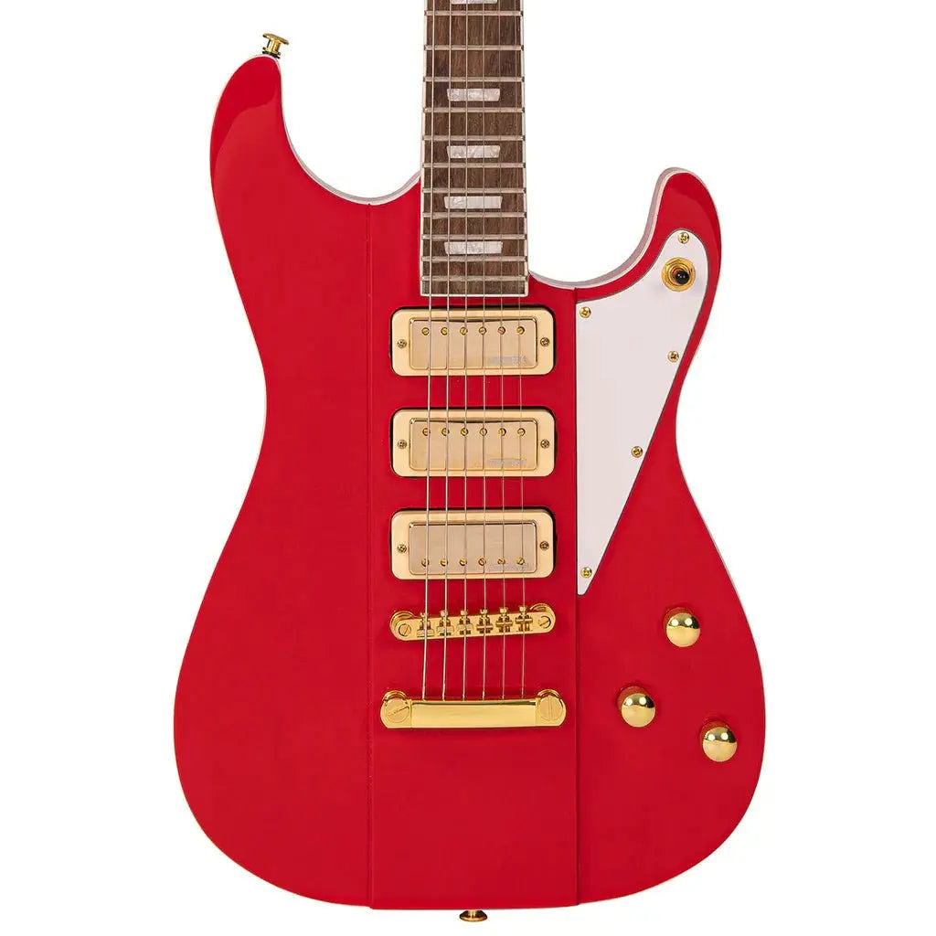 Joe Doe 'Gas Jockey' Electric Guitar by Vintage ~ Gas Pump Red with Case - Richards Guitars Of Stratford Upon Avon