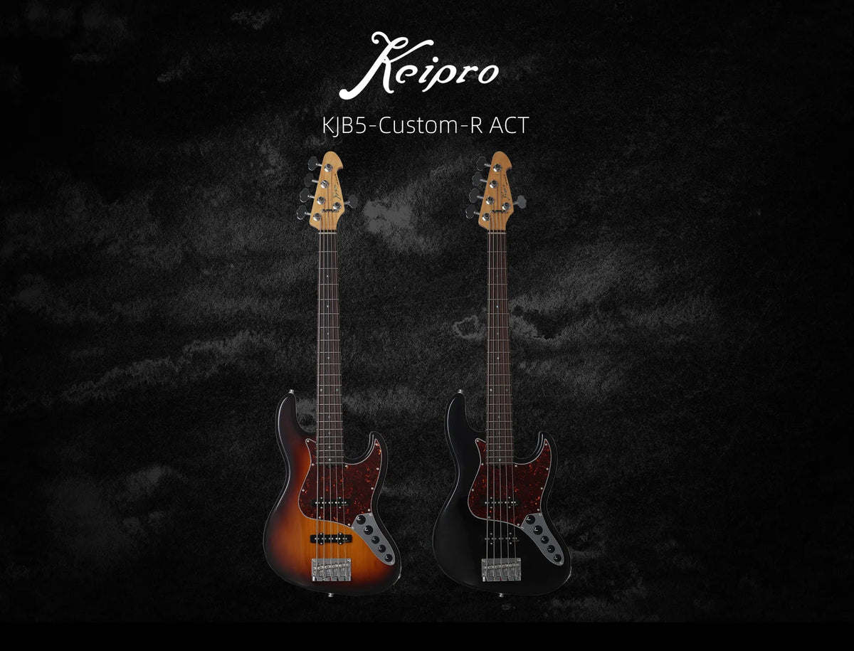 Keipro KJB5-Custom-R Act BK Bass Guitar - Richards Guitars Of Stratford Upon Avon