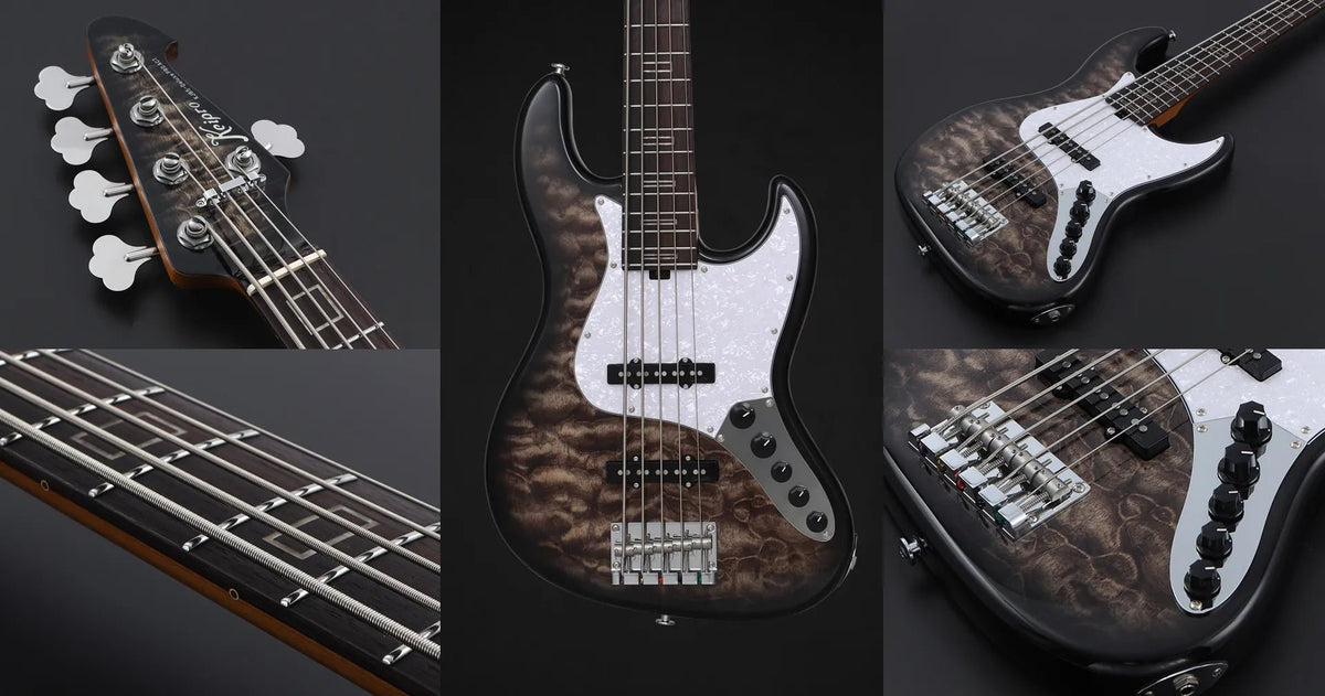 Keipro KJB5-Deluxe Pro Q-R Act HTBK Bass Guitar - Richards Guitars Of Stratford Upon Avon