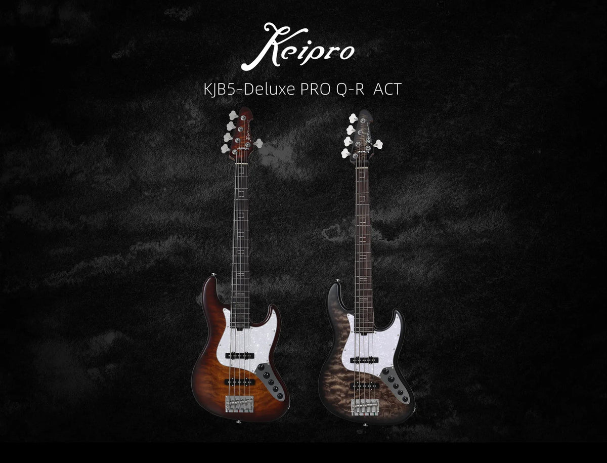 Keipro KJB5-Deluxe Pro Q-R Act HTSB Bass Guitar - Richards Guitars Of Stratford Upon Avon