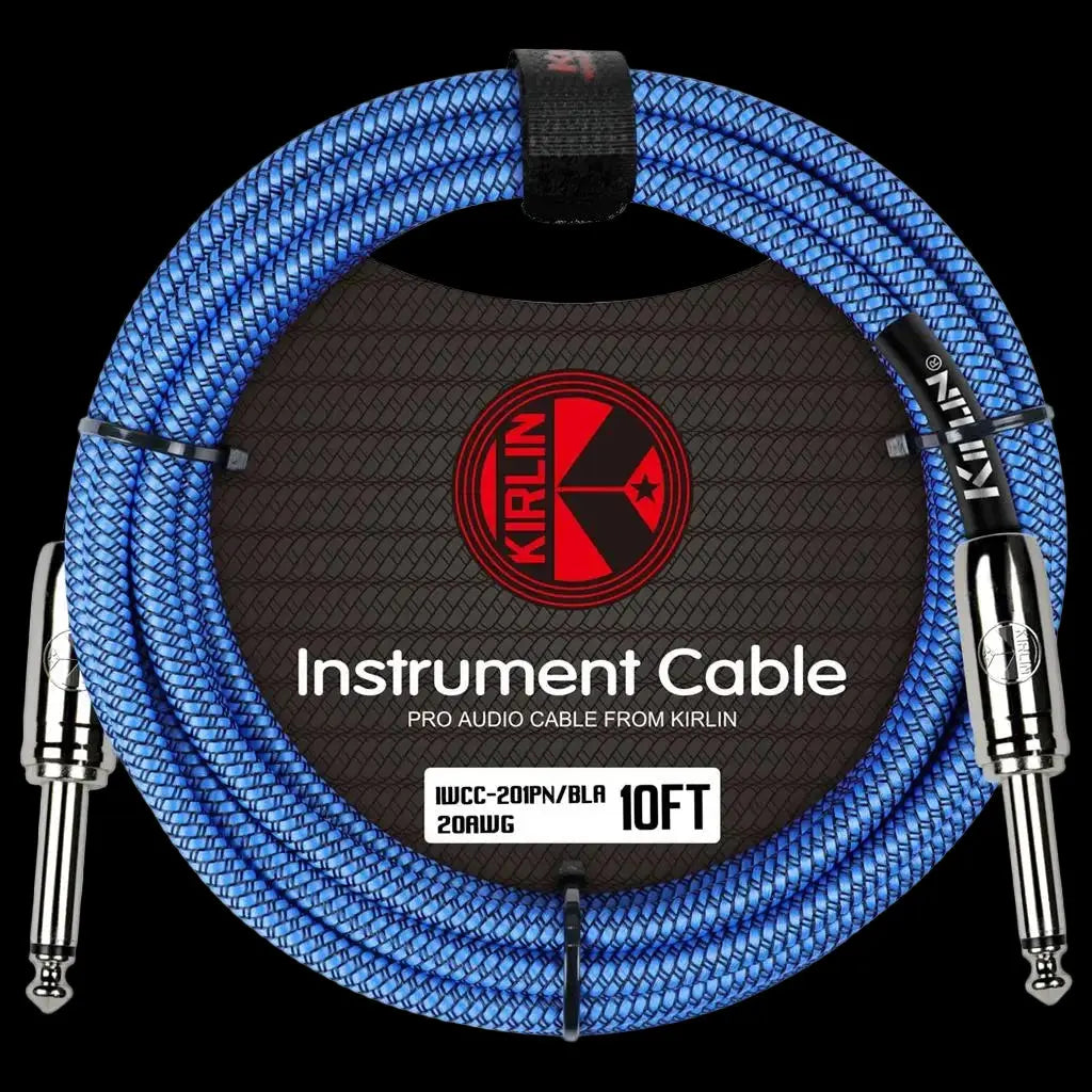 Buy Kirlin Fabric 10' Straight Blue Guitar Cable